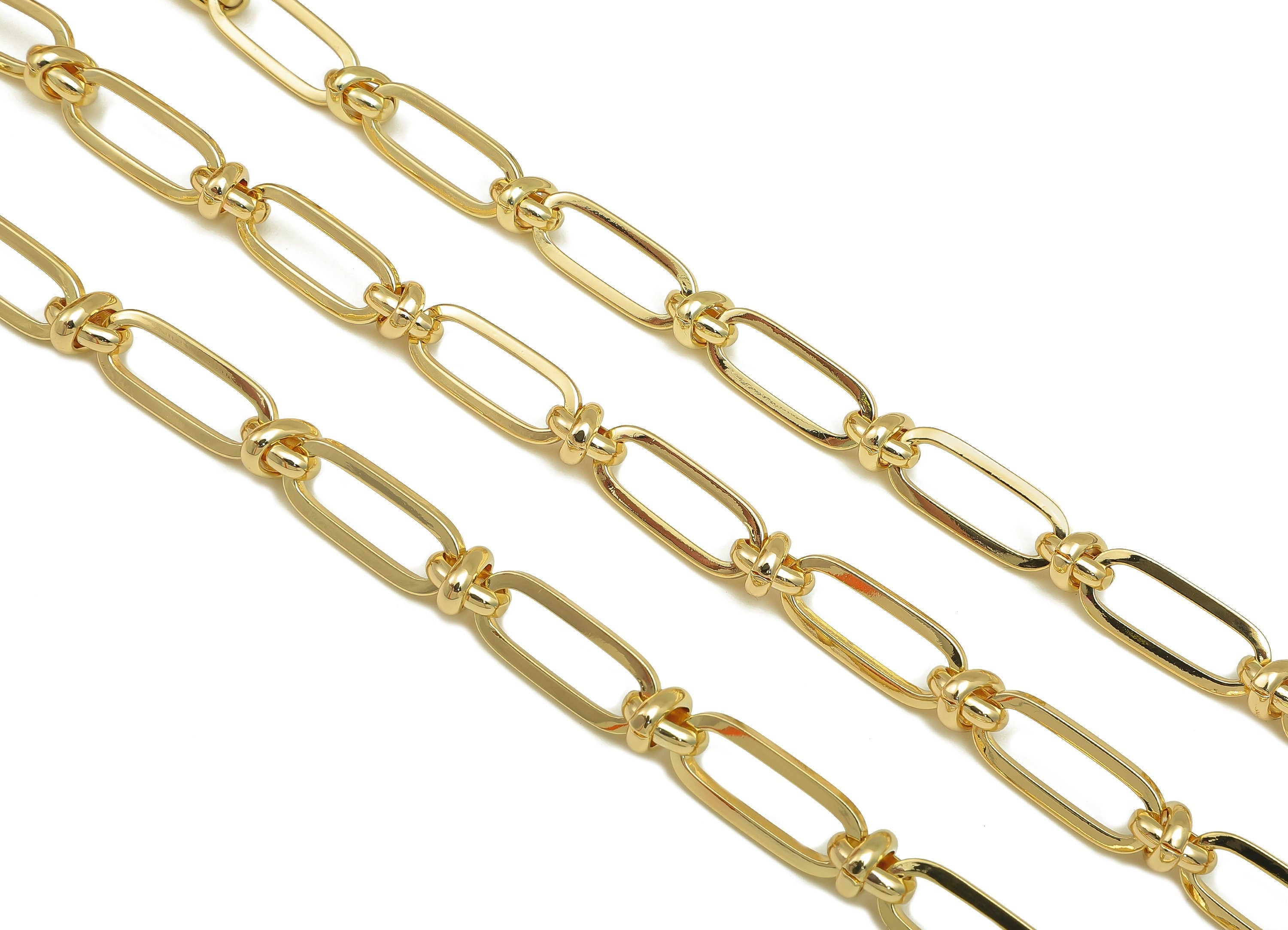 Brass Flat Cable Chain - Gold Flat Oval Chain - Huge Paper Clip Chain - For Necklace - 18K Chains - 39x10x2mm - RGP5822 - DOMEDBAZAAR
