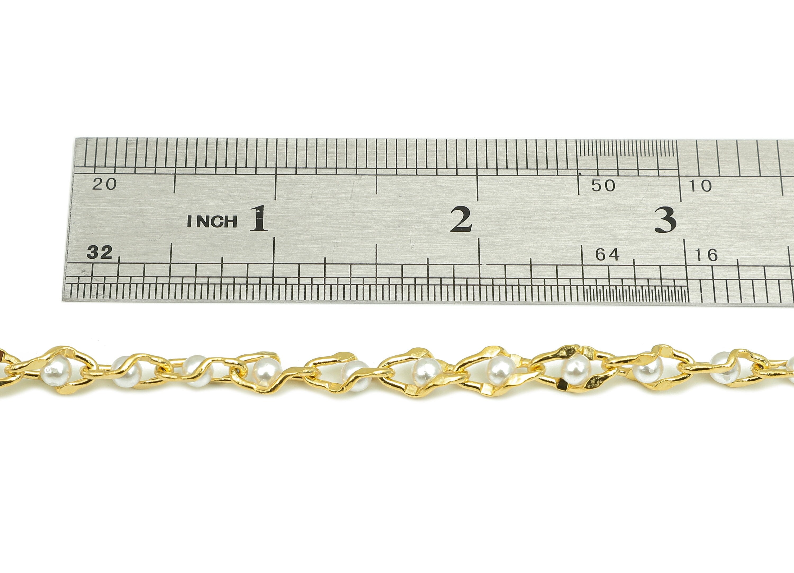 Brass Hammered Cable Chain - Gold Curb Chain - Pearl Bead Chain - Gift For Her For Necklace - 18K Chains - 11x5.8x3.8mm - RGP5907 - DOMEDBAZAAR