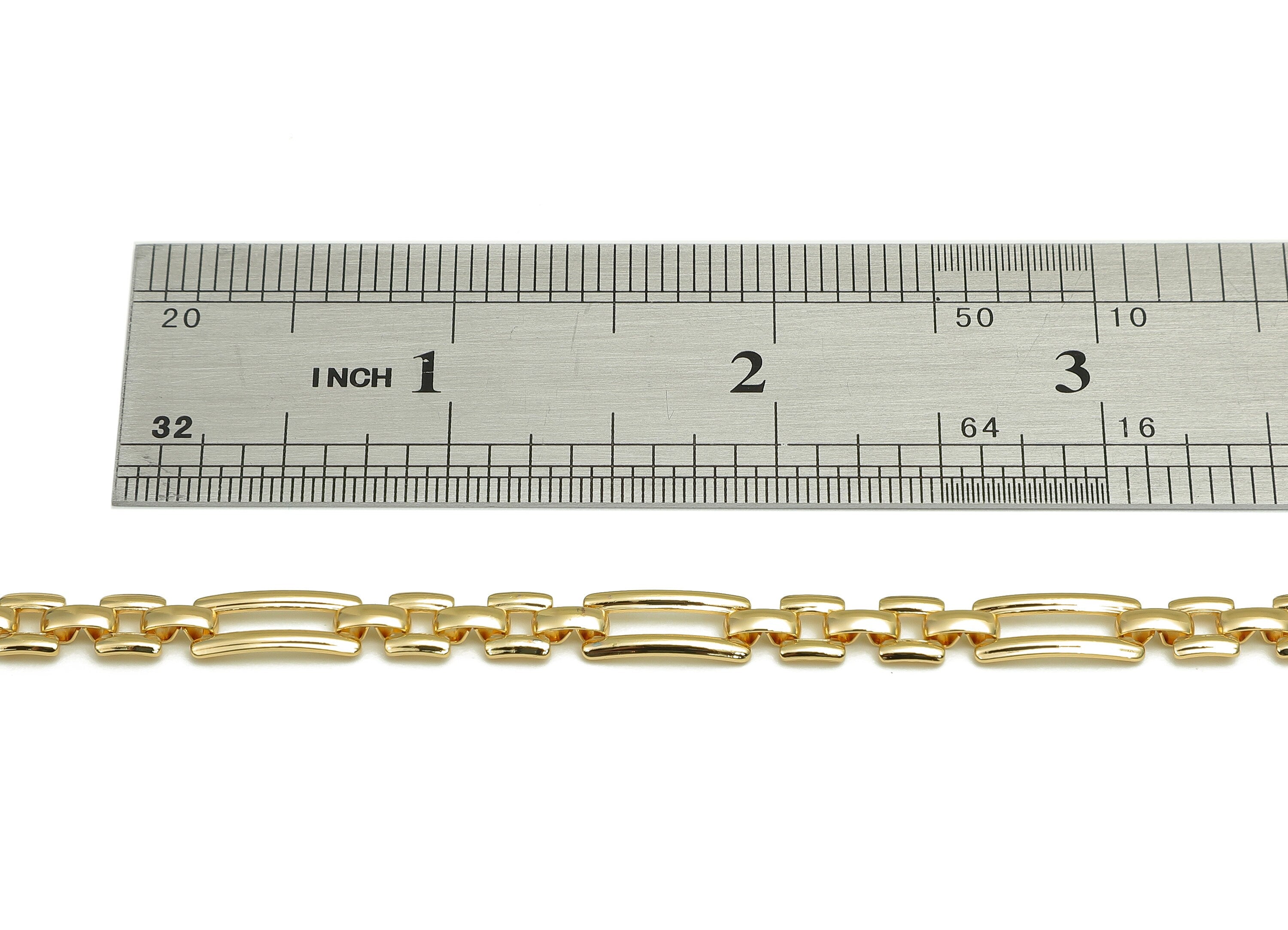Brass Connected Tags Chunky Chain - Paperclip Chain - Rectangle Links Chain - 18K Chains - Bracelet Chain - 26.8x5.4x0.9mm - RGP6113 - DOMEDBAZAAR