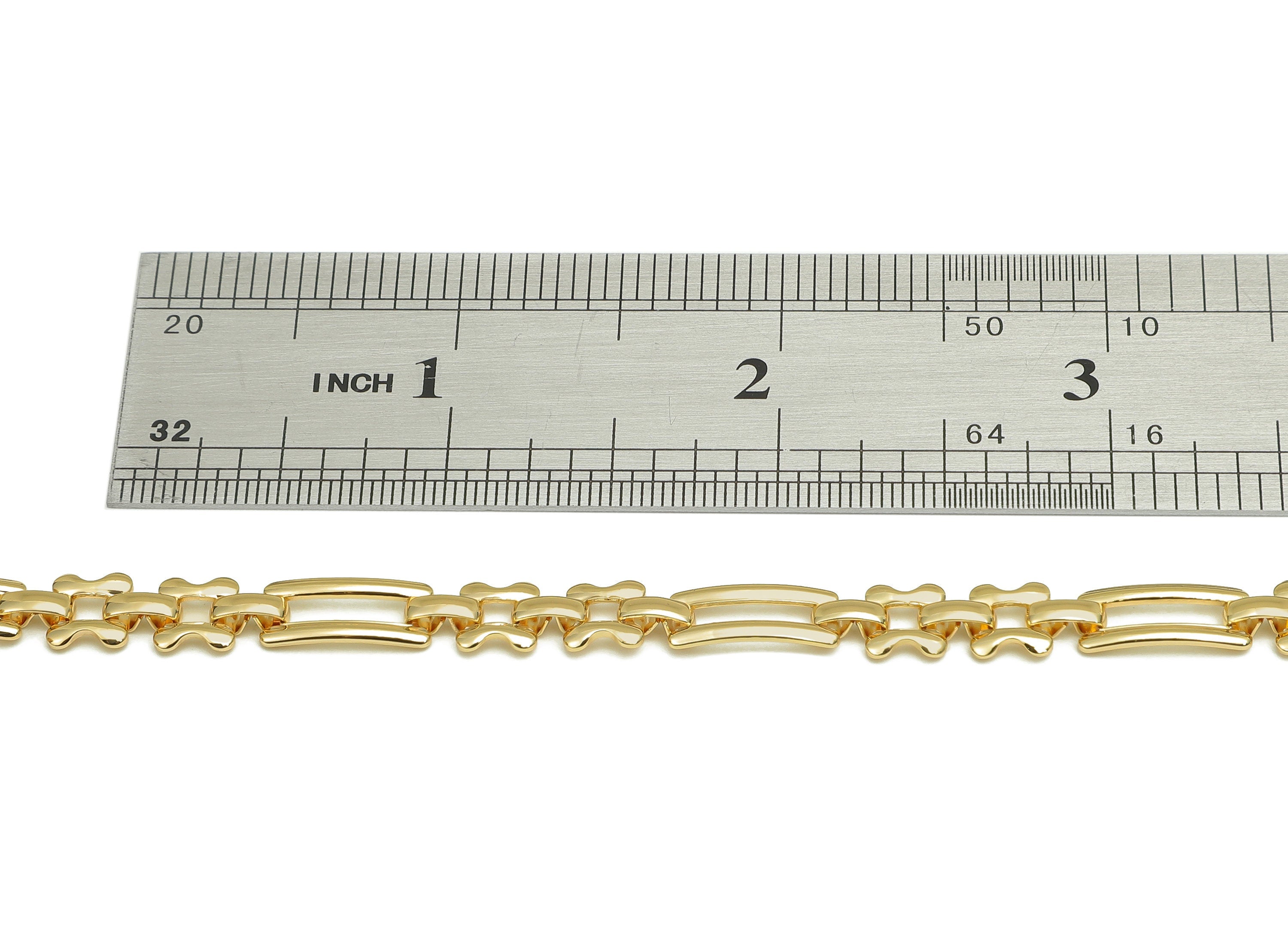 Brass Connected Tags Chunky Chain - Paperclip Chain - Rectangle Links Chain - 18K Chains - Bracelet Chain - 28.3x5.5x0.8mm -RGP6114 - DOMEDBAZAAR