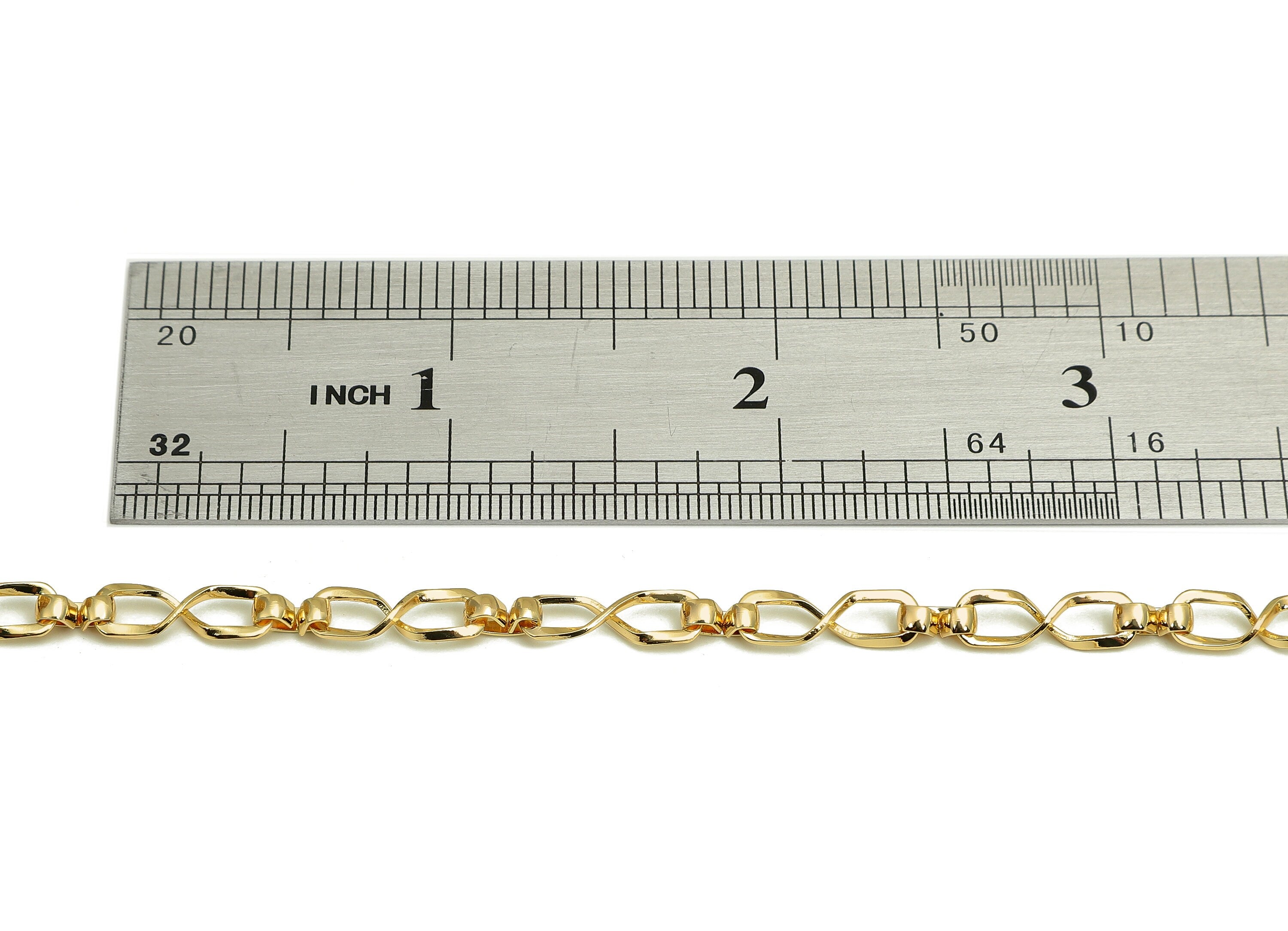 Brass Connected Tags Chunky Chain - Paperclip Chain - Infinity Links Chain - 18K Chains - Bracelet Chain - 17.6x4.4x0.9mm - RGP6199 - DOMEDBAZAAR
