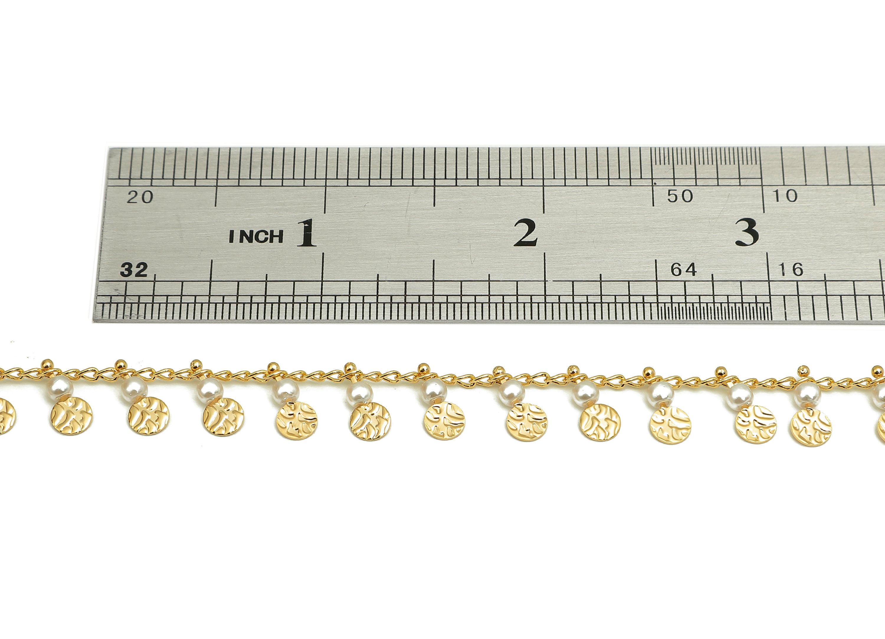 Brass Mini Curb Flake Chain - Satellite Curb Chain - Pearl Satellite Curb Chain - 18K Chains For Necklace - 9.5x4.5x2.8mm - RGP6332 - DOMEDBAZAAR