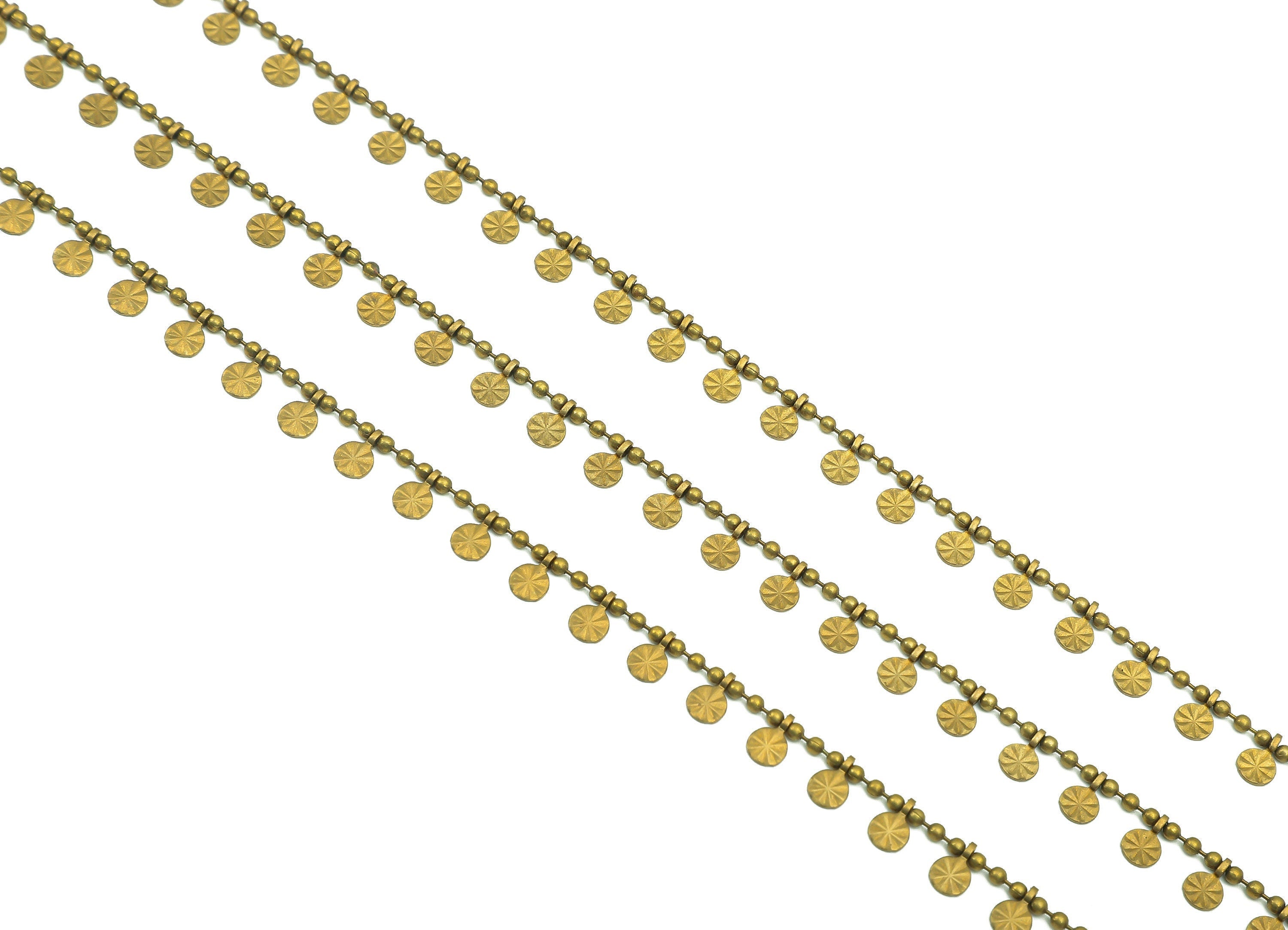 Brass Flower Satellite Ball Chain - Raw Brass Beaded Ball Chain - Soldered Necklace Chain - Round Chain Bracelet - 5.5x3.5x1.5mm - CC1226 - DOMEDBAZAAR