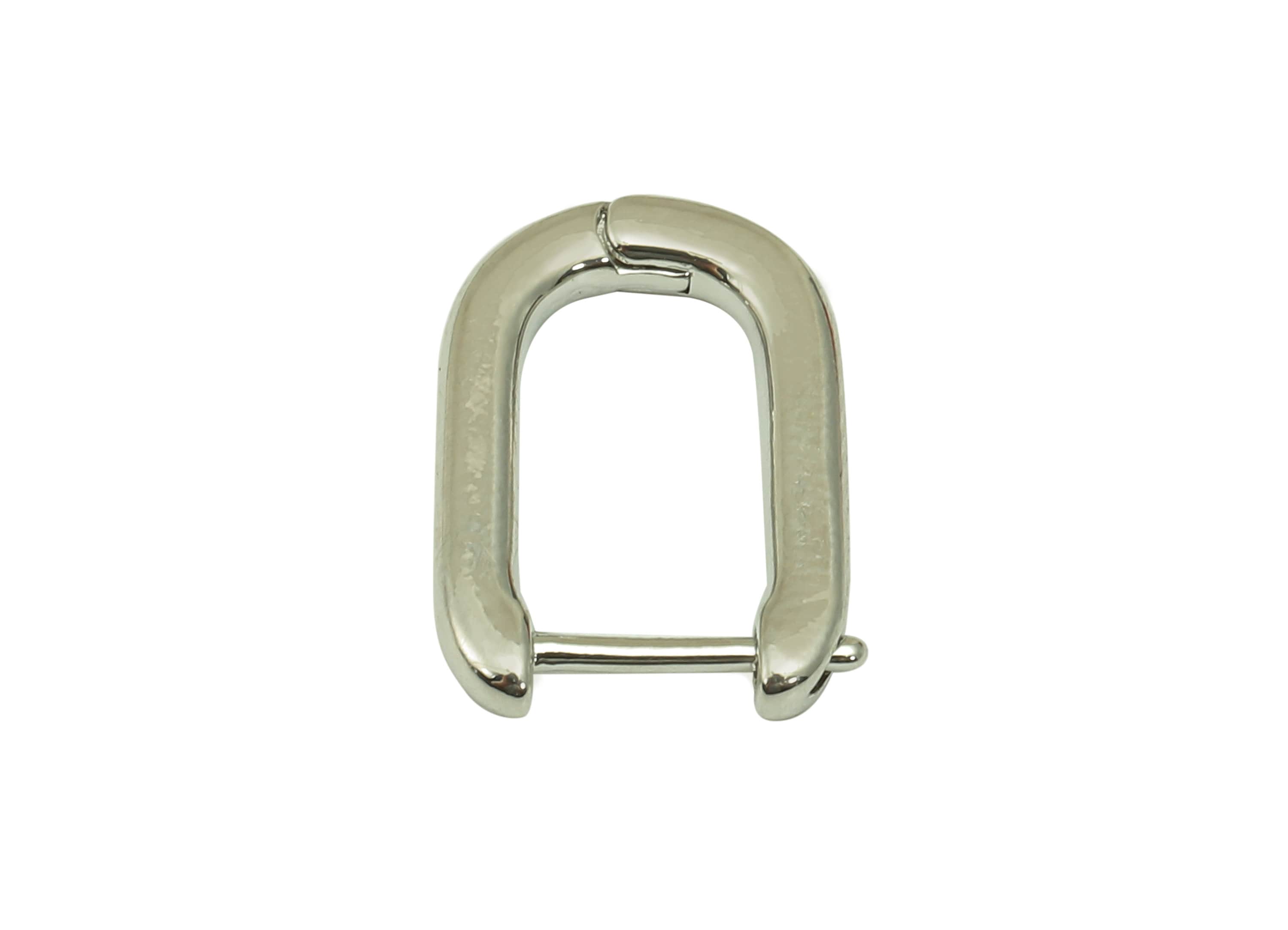 Brass Shell Oval Rectangle Hoop Earrings - Small Huggie Hoop Earrings - 18k Real White Gold Plating - 14.9x10.2x2.12mm - RGP3200S - DOMEDBAZAAR