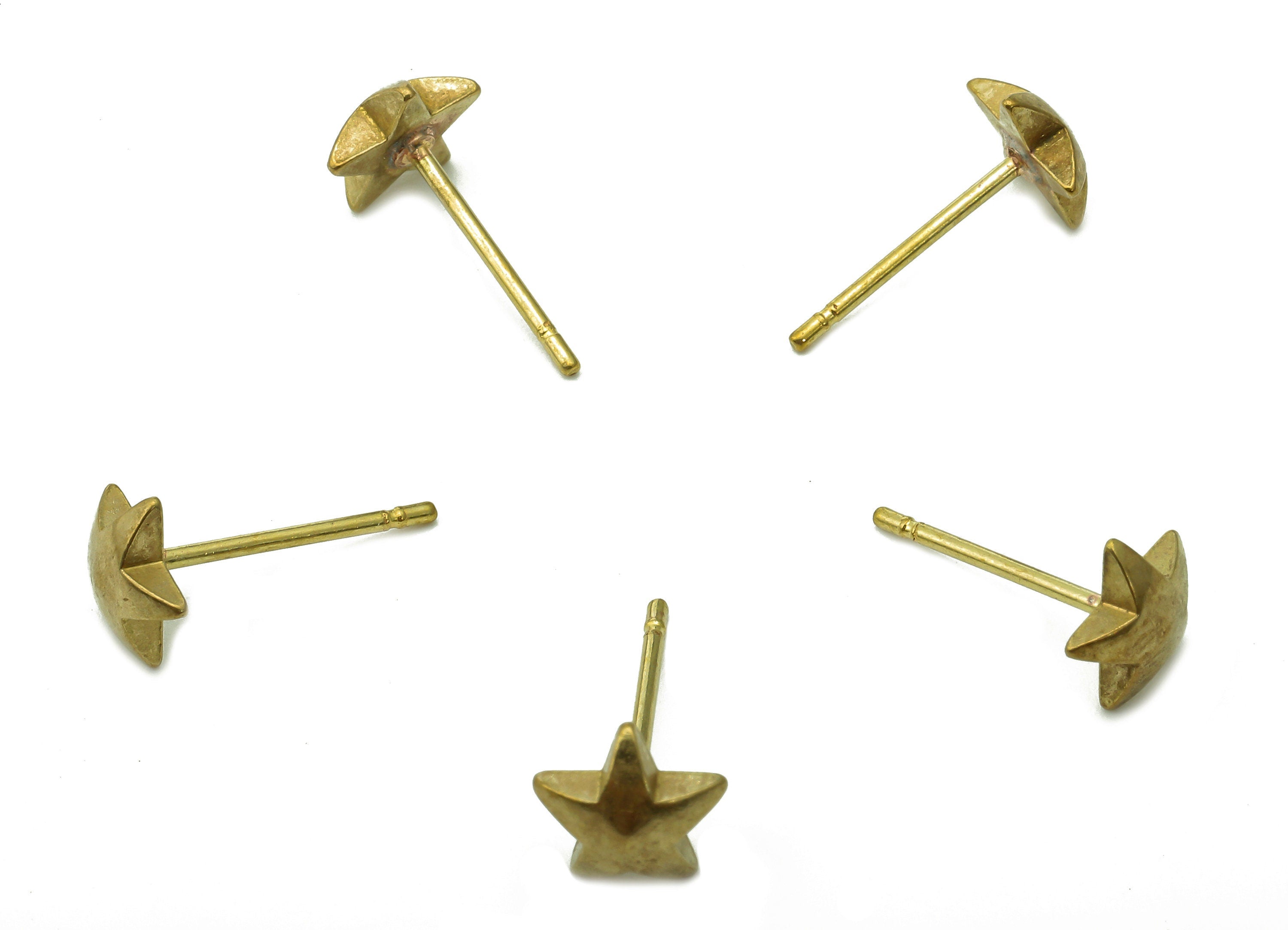 Brass Mini Thick Star Earring Posts - Raw Brass Mini Star Stud Earring - Brass Stud - Earring Findings - 6.9x6.9x1.6mm - PP8055 - DOMEDBAZAAR