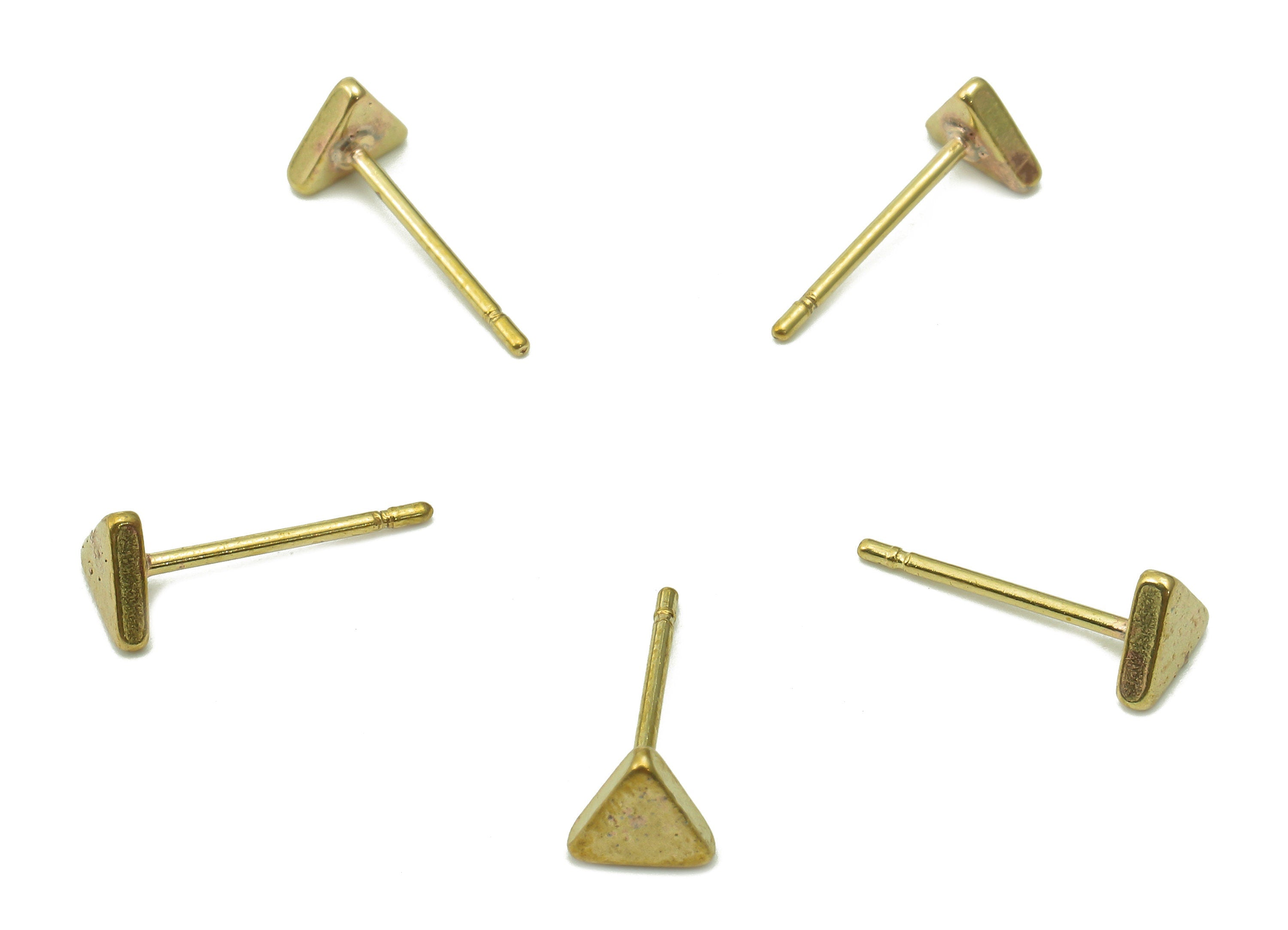 Brass Mini Triangle Earring Posts - Raw Brass Mini Triangle Stud Earring - Brass Stud - Earring Findings - 4.9x4.9x1.8mm - PP8057 - DOMEDBAZAAR