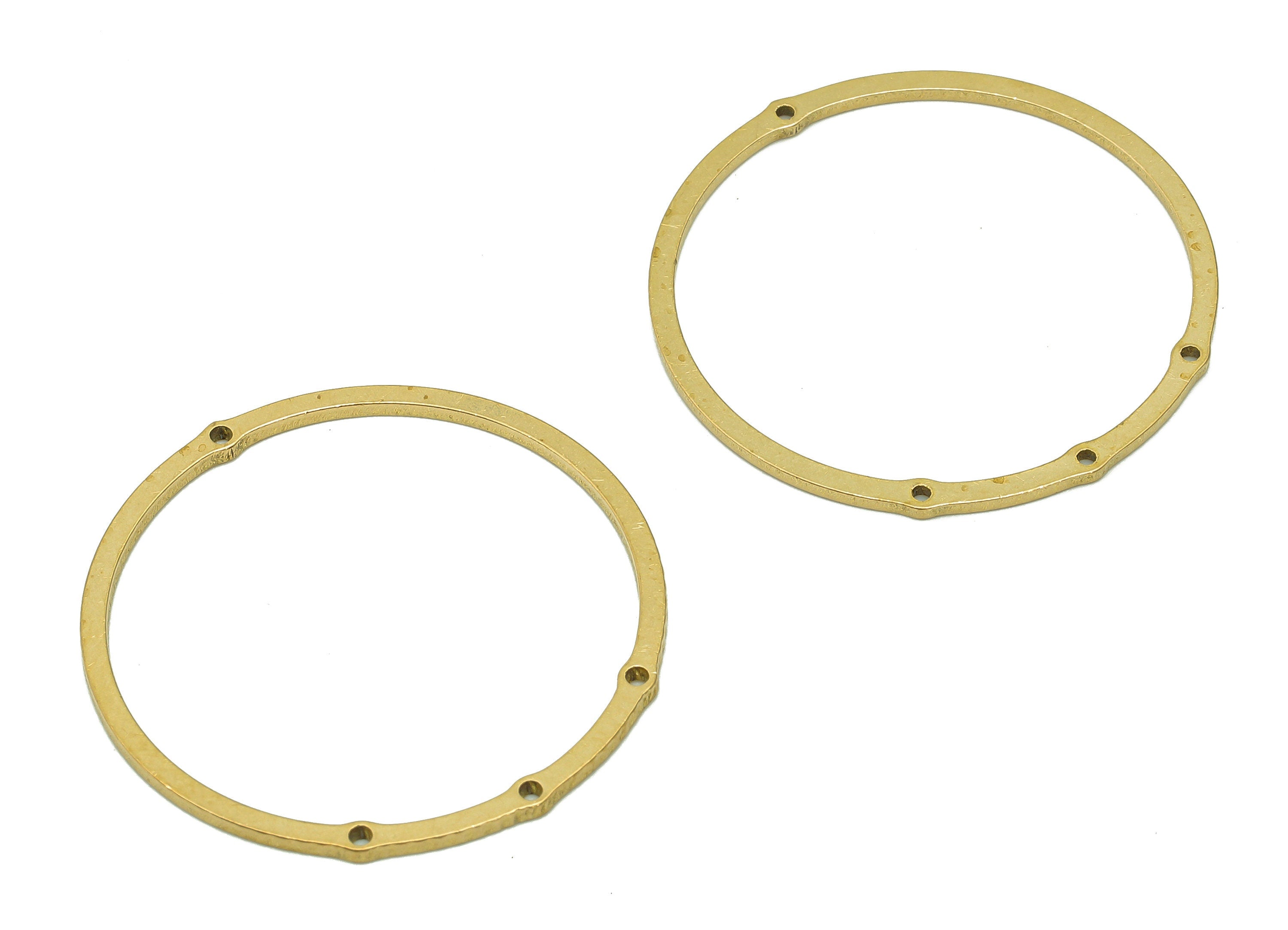 Brass Round Earring Hoop Connector - Raw Brass Circle Earring Charms - Pendant With 4 Holes - Connector Charm - 30.7x30.7x1mm - PPZ0201 - DOMEDBAZAAR