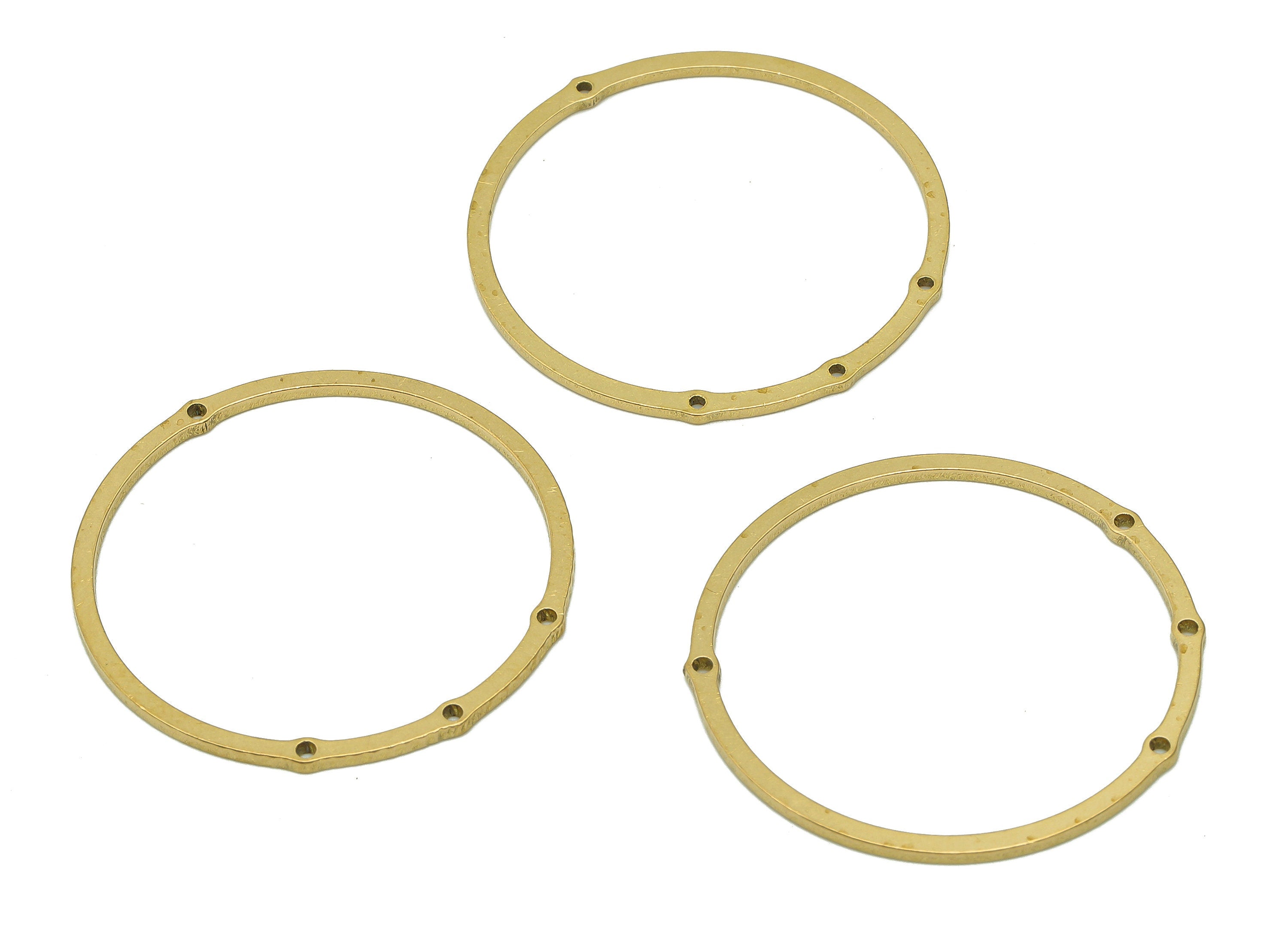 Brass Round Earring Hoop Connector - Raw Brass Circle Earring Charms - Pendant With 4 Holes - Connector Charm - 30.7x30.7x1mm - PPZ0201 - DOMEDBAZAAR