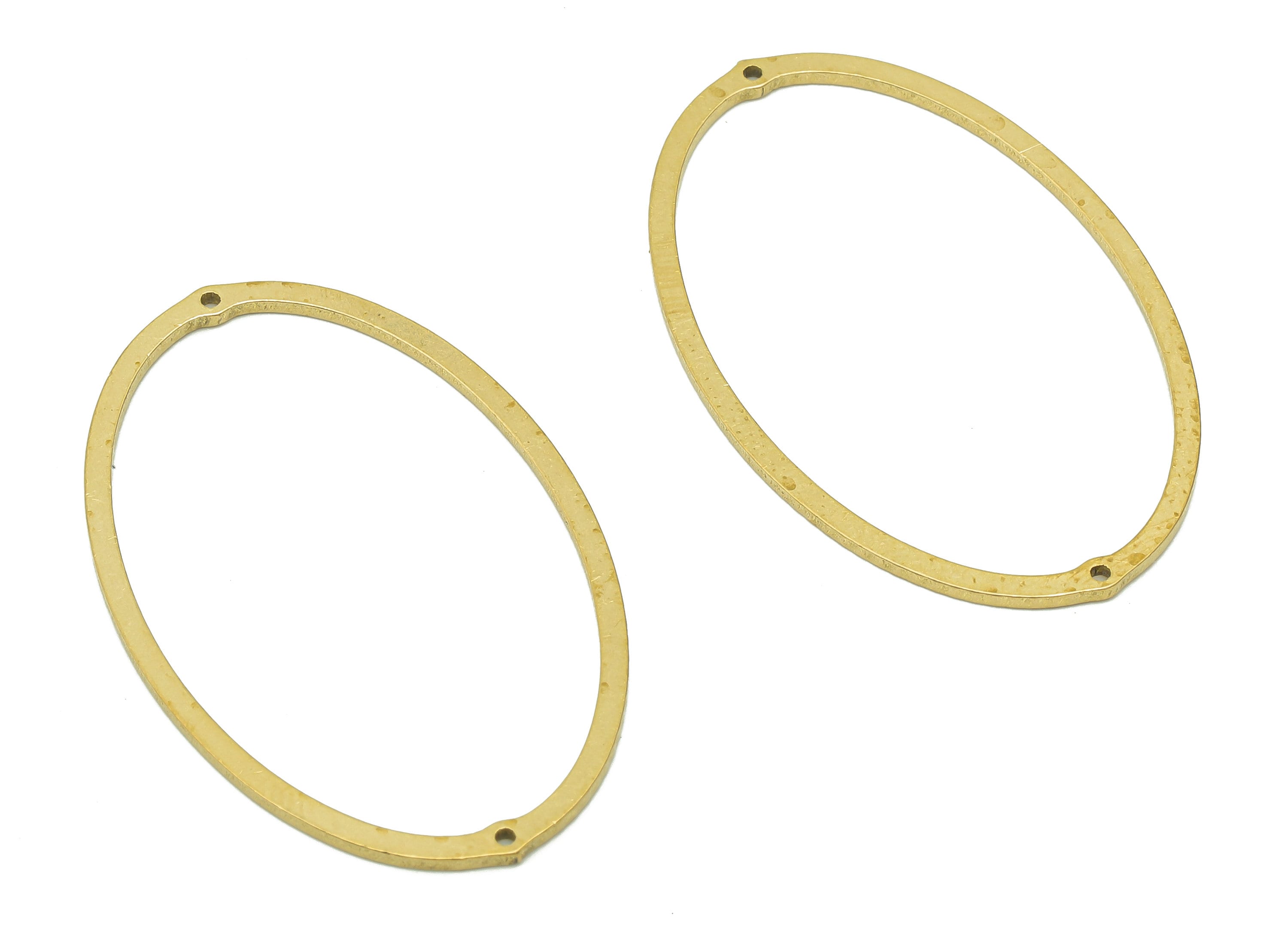 Brass Oval Earring Connector - Raw Brass Oval Earring Charms - Pendant With 2 Holes - Connector Charm - 39.6x23.9x1mm - PPZ0204 - DOMEDBAZAAR
