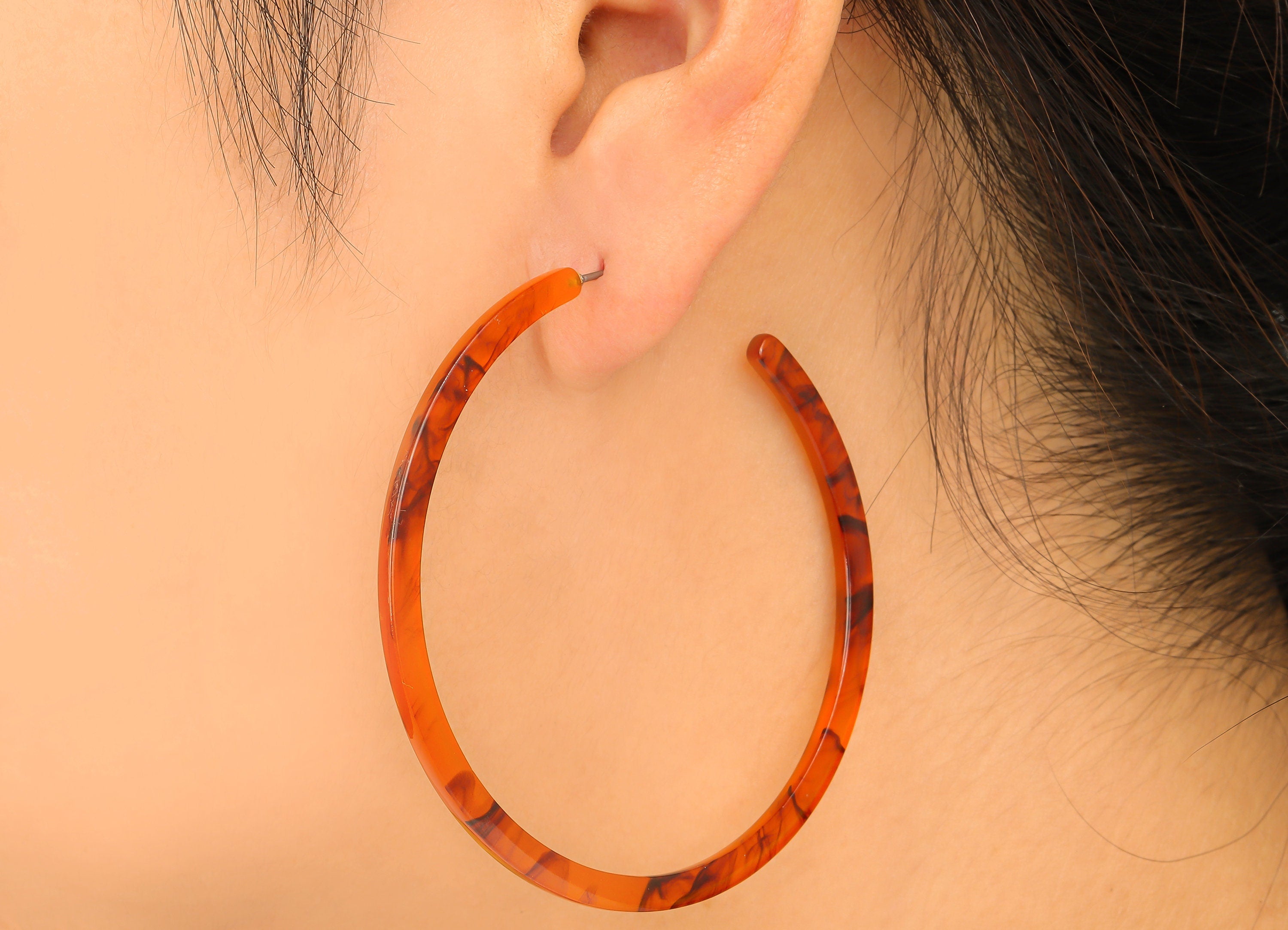 Open Hoop Earrings Stud - 2.5 inch Hoop Earring - Acetate Round Earring Post - Open Cirle - Jewelry Supplies - 63.5x63.5x2.8mm - AC1171N - DOMEDBAZAAR