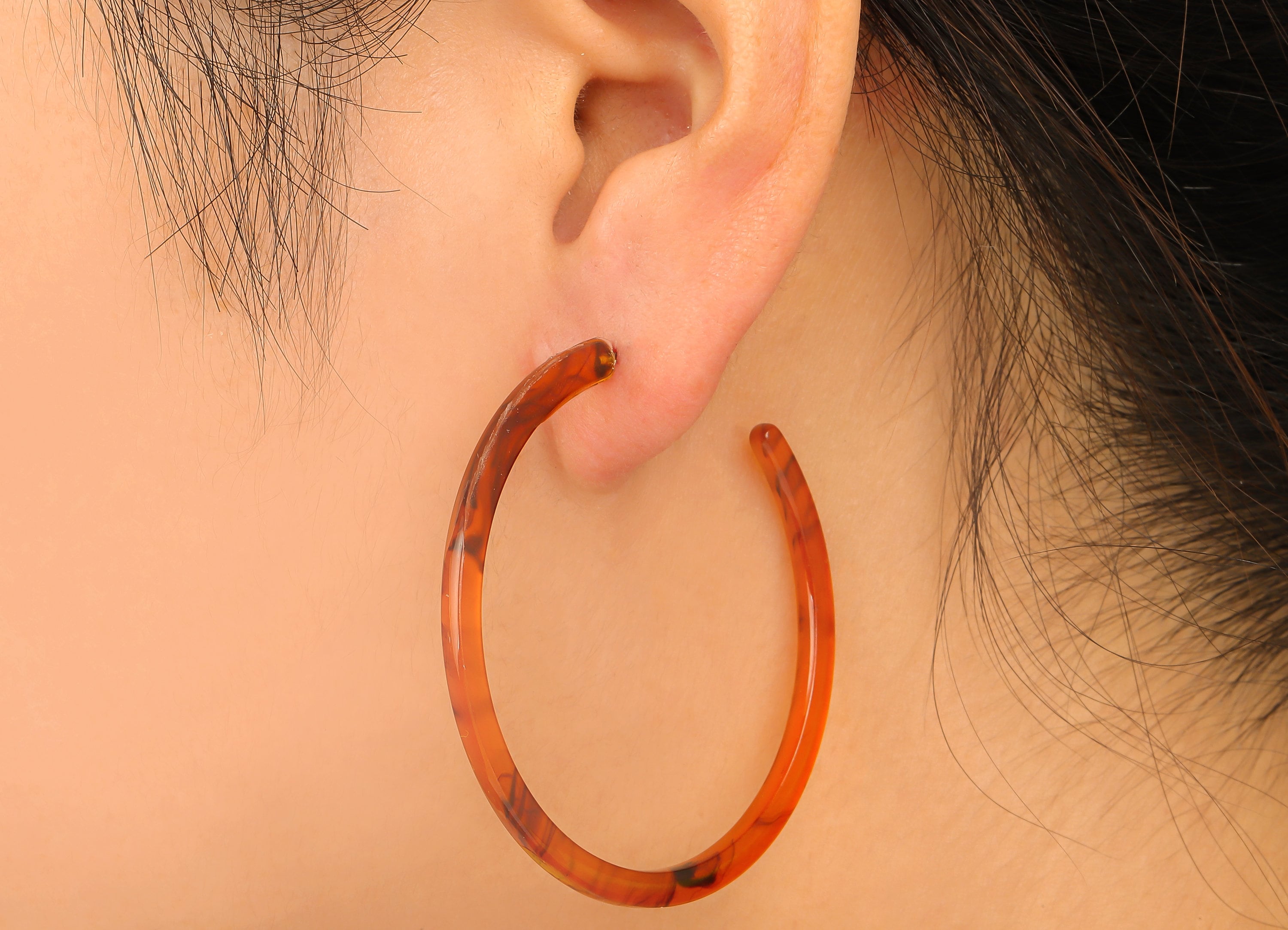 Open Hoop Earrings Stud - 2 inch Hoop Earring - Acetate Round Earring Post - Open Circle - Jewelry Making Supplies - 50x50x2.8mm - AC1172N - DOMEDBAZAAR