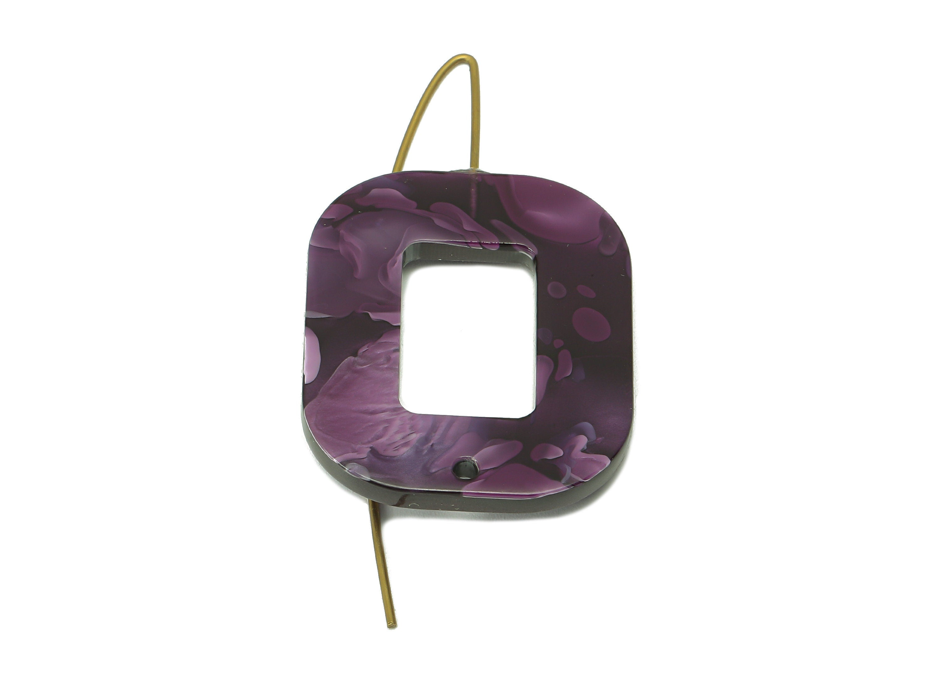 Acrylic Oval Rectangle Ear Wire Hook - Hollow Earring With Hole - Brass Earring Wire Connector - Color Code: A711 - 46x26x3mm - AC2583-A711 - DOMEDBAZAAR