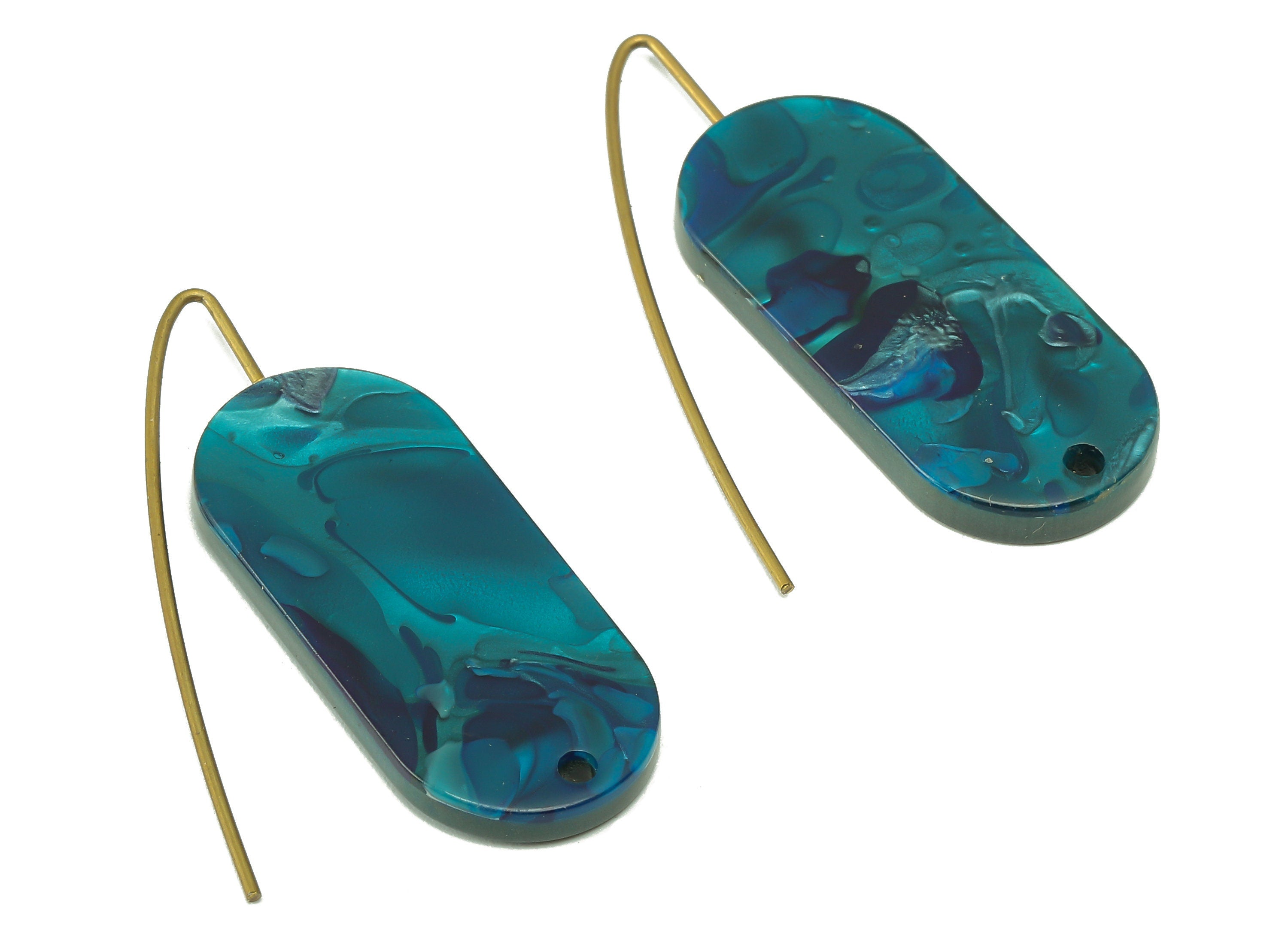 Acrylic Oval Ear Wire Hook - Oval Earring With Hole - Brass Earring Wire Connector - Color Code: A631 - 38.73x13.87x2.32mm - AC2584-A631 - DOMEDBAZAAR
