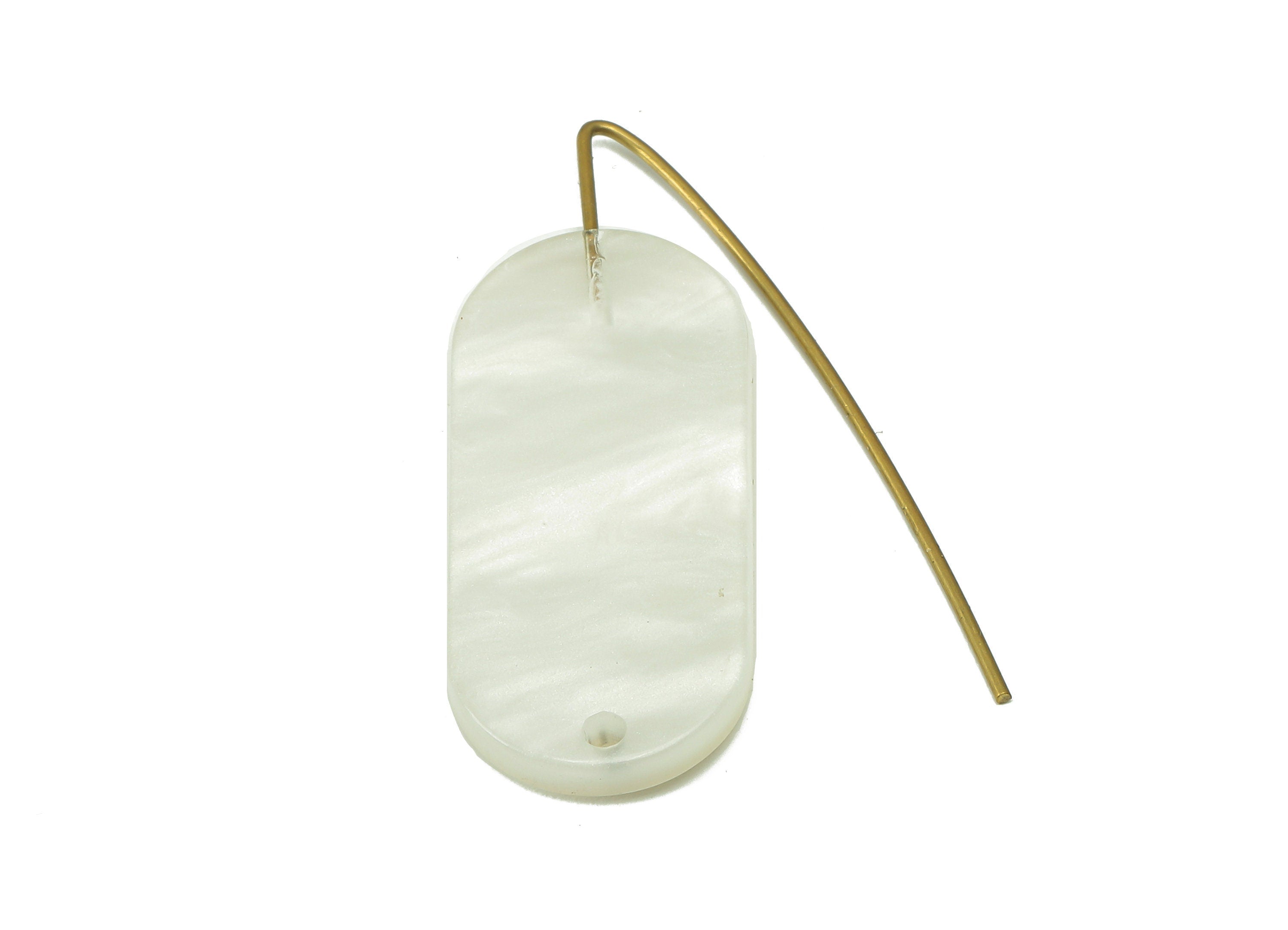 Acrylic Oval Ear Wire Hook - Ivory Oval Earring With Hole - Brass Earring Wire Connector - Color Code: A795 - 38.01x13.8x2.3mm - AC2584-A795 - DOMEDBAZAAR