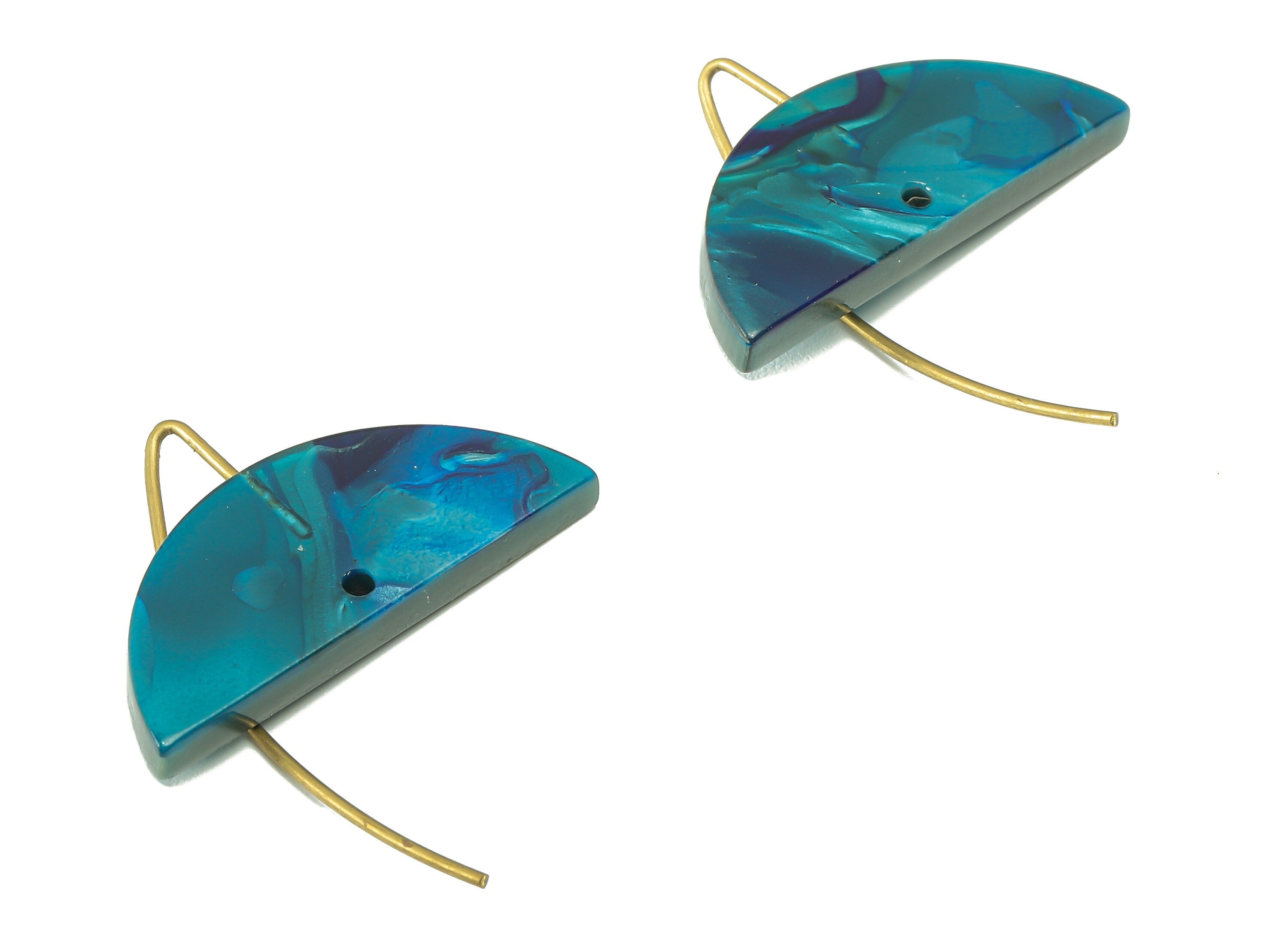 Acrylic Semicircle Hook Connector - Half Moon Earring With Hole - Brass Earring Wire - Color Code: A631 - 27.51x16.37x2.88mm - AC2585-A631 - DOMEDBAZAAR