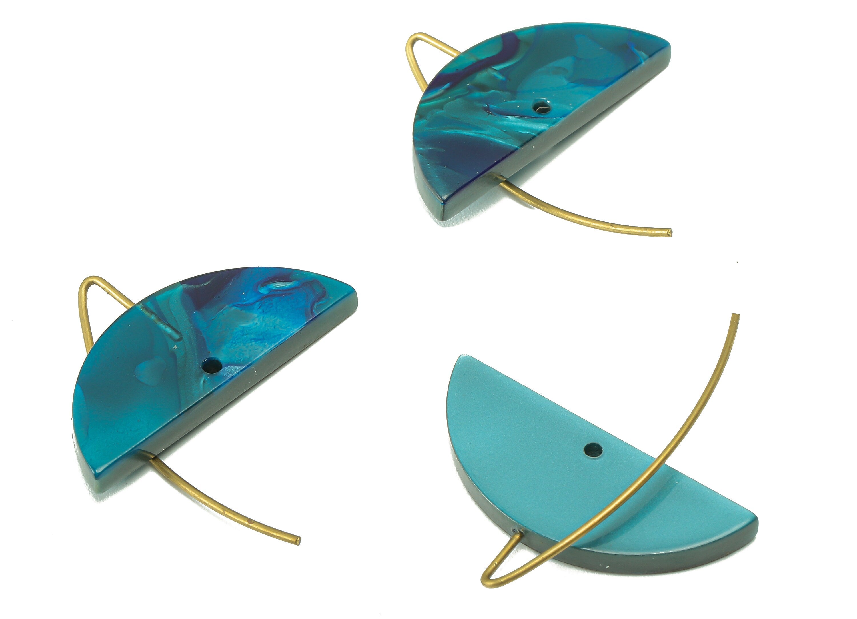 Acrylic Semicircle Hook Connector - Half Moon Earring With Hole - Brass Earring Wire - Color Code: A631 - 27.51x16.37x2.88mm - AC2585-A631 - DOMEDBAZAAR