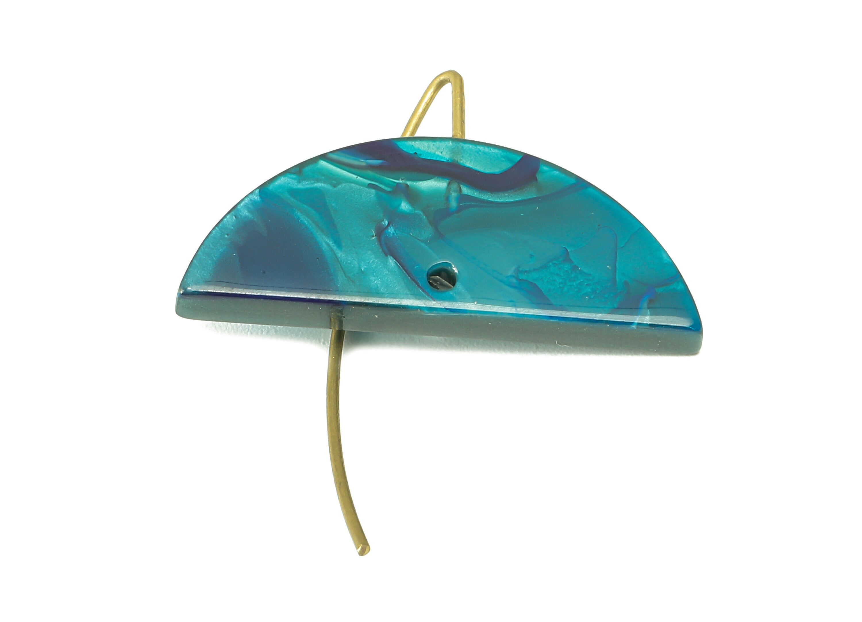 Acrylic Semicircle Hook Connector - Half Moon Earring With Hole - Brass Earring Wire - Color Code: A631 - 27.51x16.37x2.88mm - AC2585-A631 - DOMEDBAZAAR