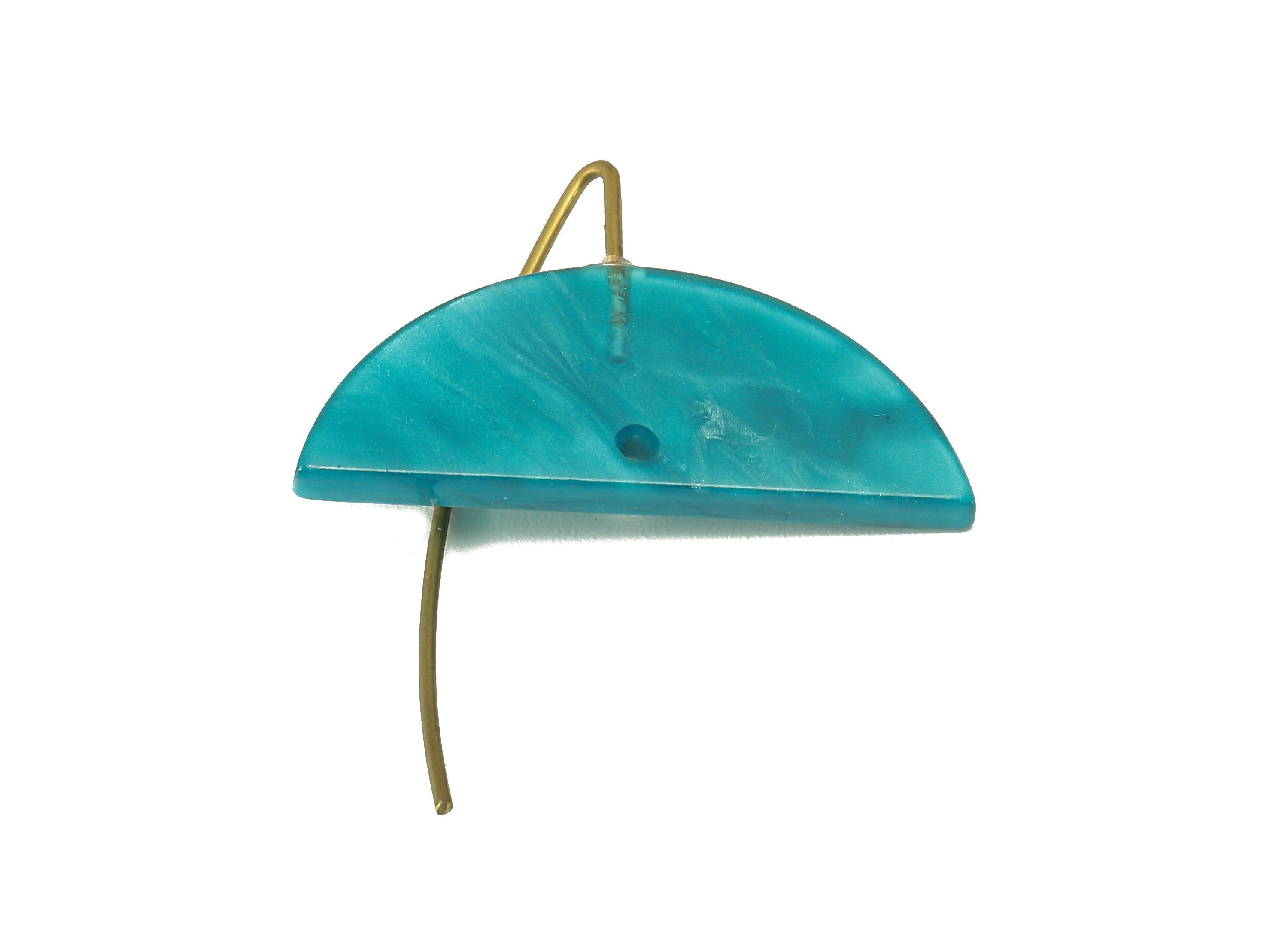 Acrylic Semicircle Hook Connector - Blue Half Moon Earring With Hole - Brass Earring Wire - Color Code: A794 - 27.5x16.37x3mm - AC2585-A794 - DOMEDBAZAAR