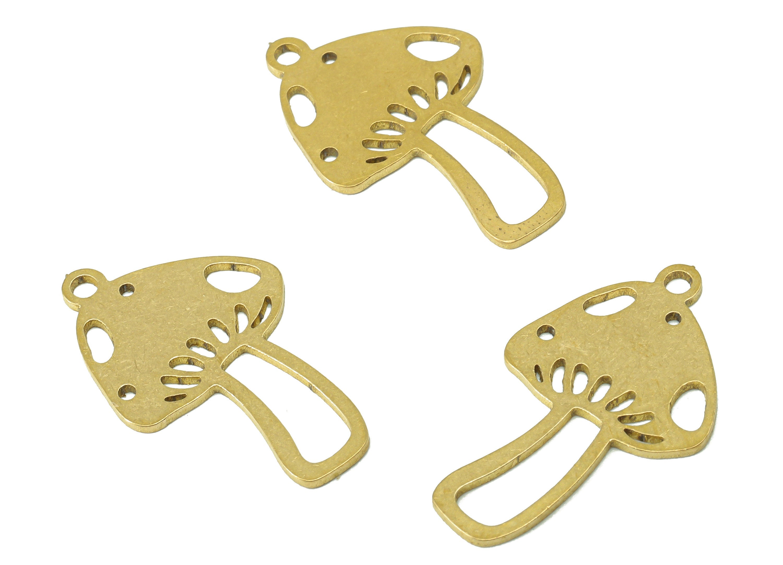 Brass Mushroom Earring Charm - Raw Brass Oval Hollow Earring - Botanical Pendant With Loop - Charm For Necklace - 23.2x14x0.7mm - PPZ0231 - DOMEDBAZAAR