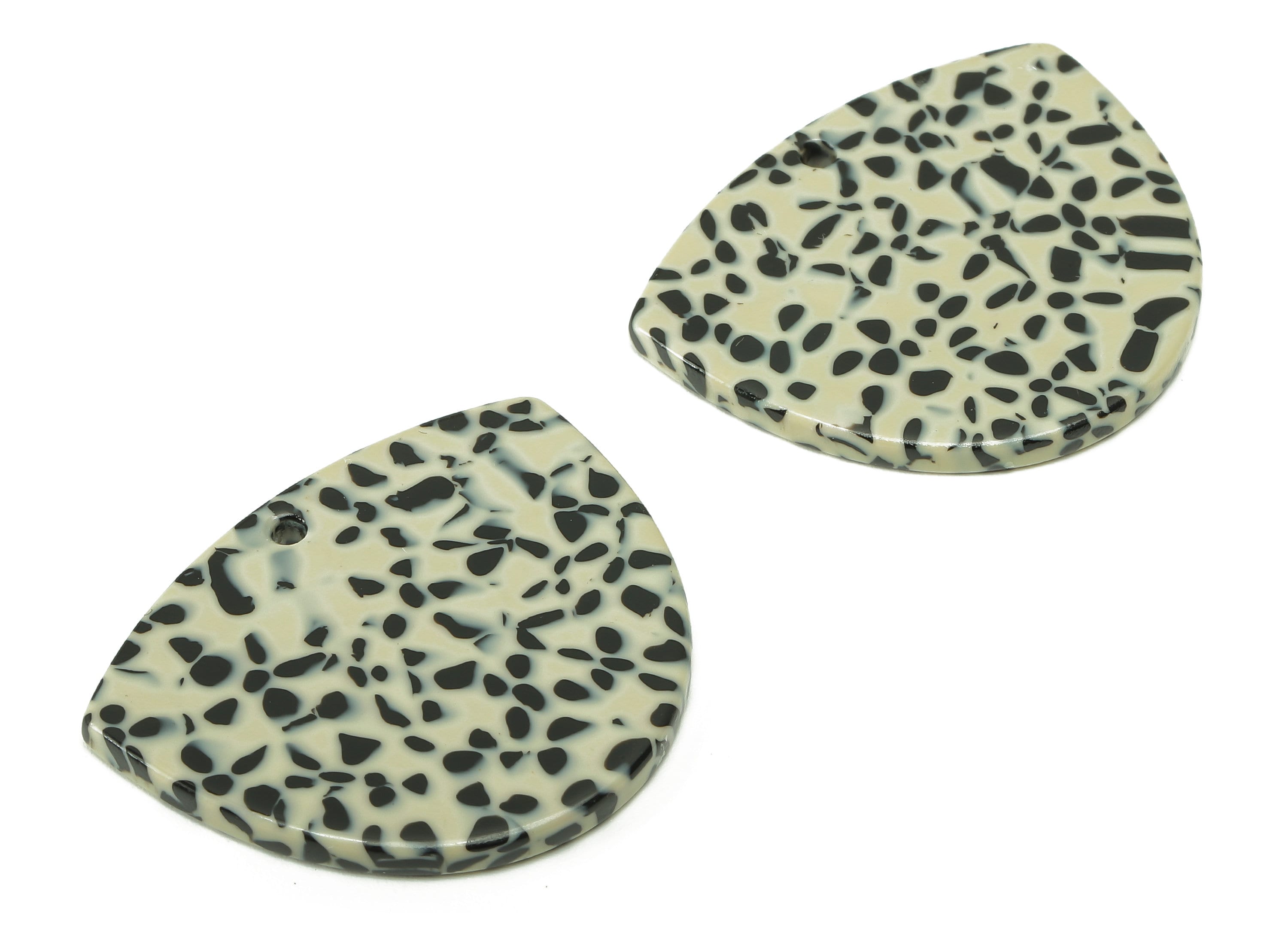 Acetate Geometry Earring Charm - Black Spots Geometry Earring - Geometry Pendant With Hole - Color Code: A785 - 37.1x30x2.5mm - AC2586-A785 - DOMEDBAZAAR