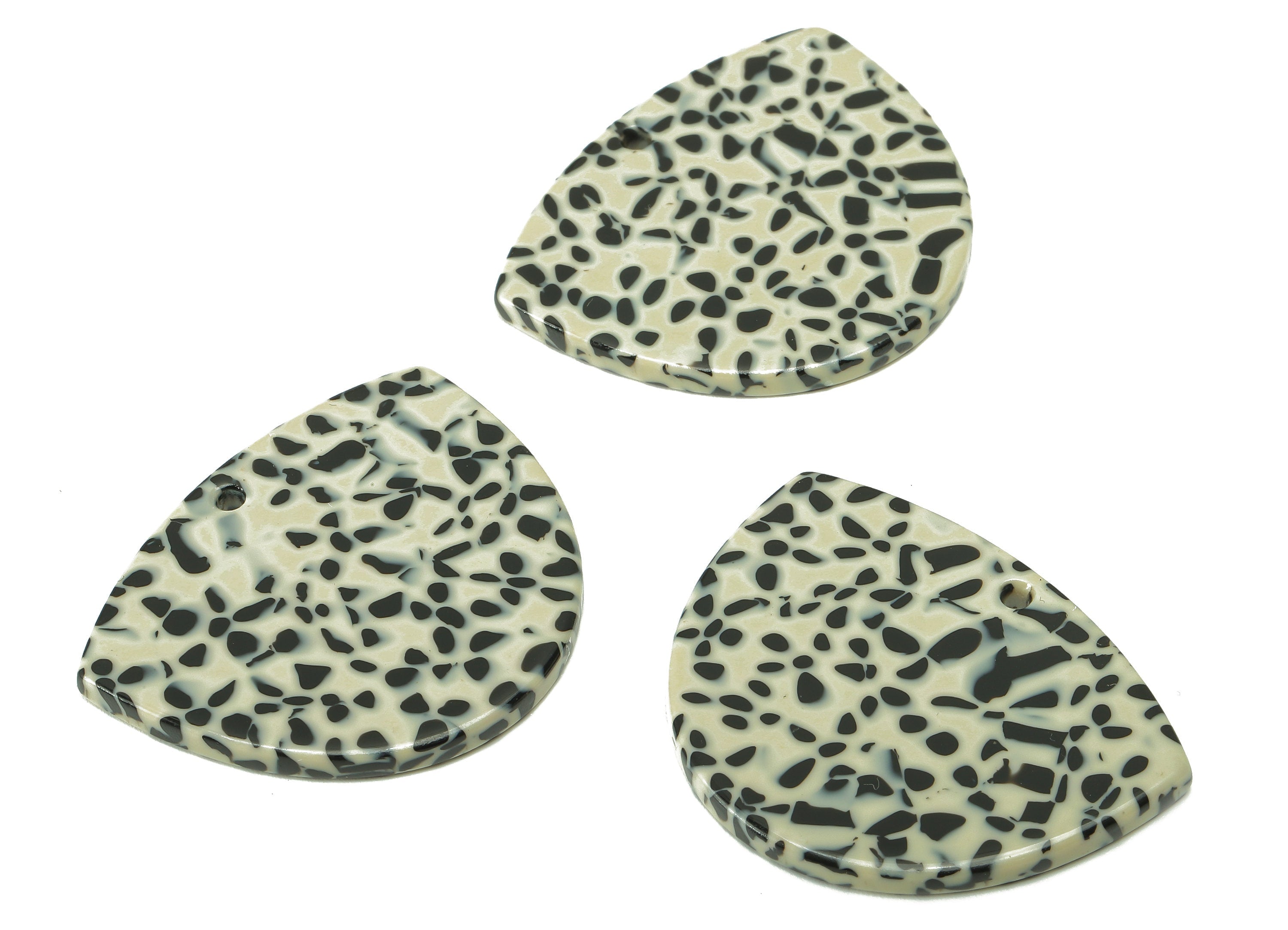 Acetate Geometry Earring Charm - Black Spots Geometry Earring - Geometry Pendant With Hole - Color Code: A785 - 37.1x30x2.5mm - AC2586-A785 - DOMEDBAZAAR