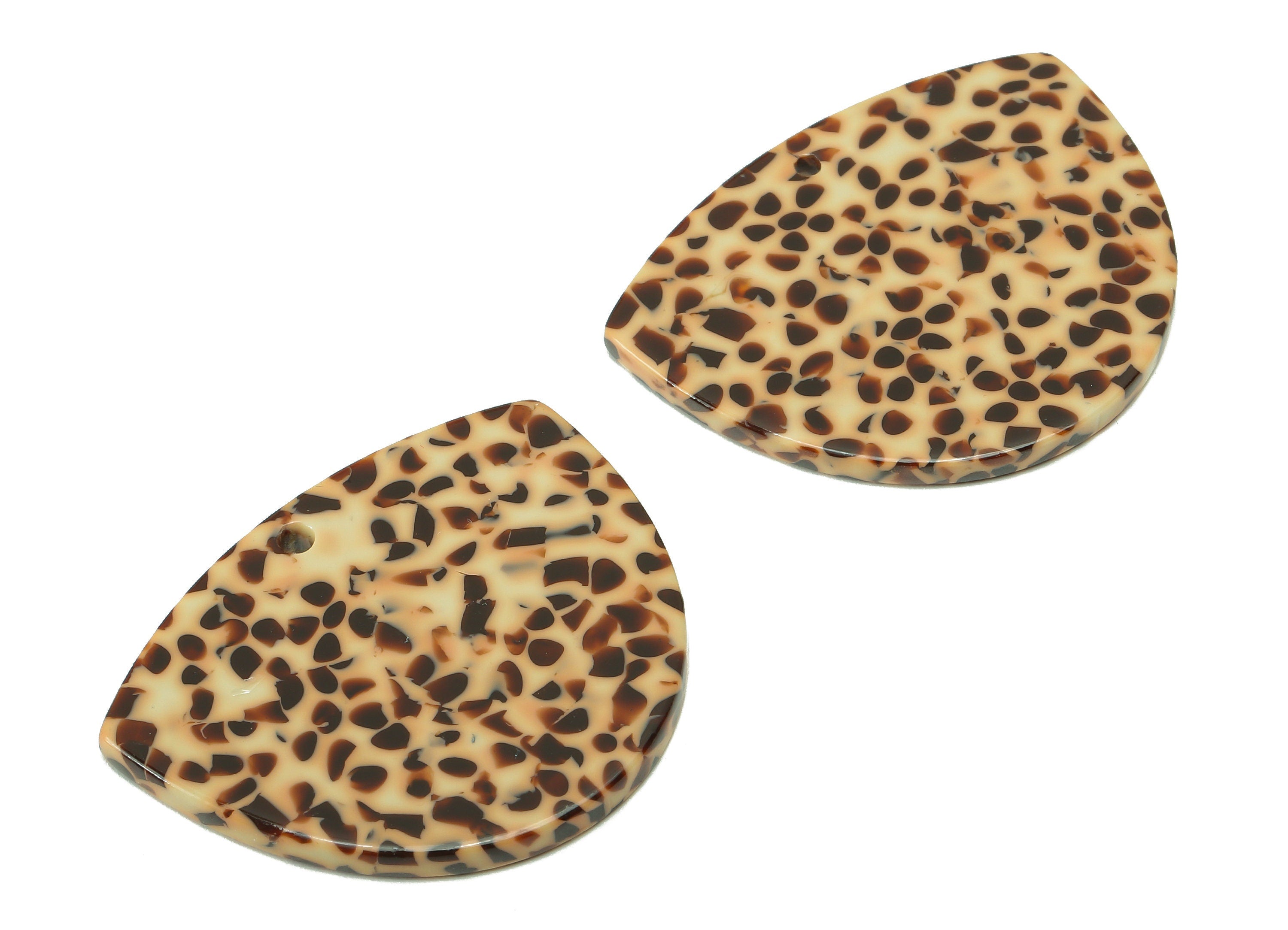 Acetate Geometry Earring Charm - Brown Spots Geometry Earring - Geometry Pendant With Hole - Color Code: A789 - 37.1x30x2.5mm - AC2586-A789 - DOMEDBAZAAR