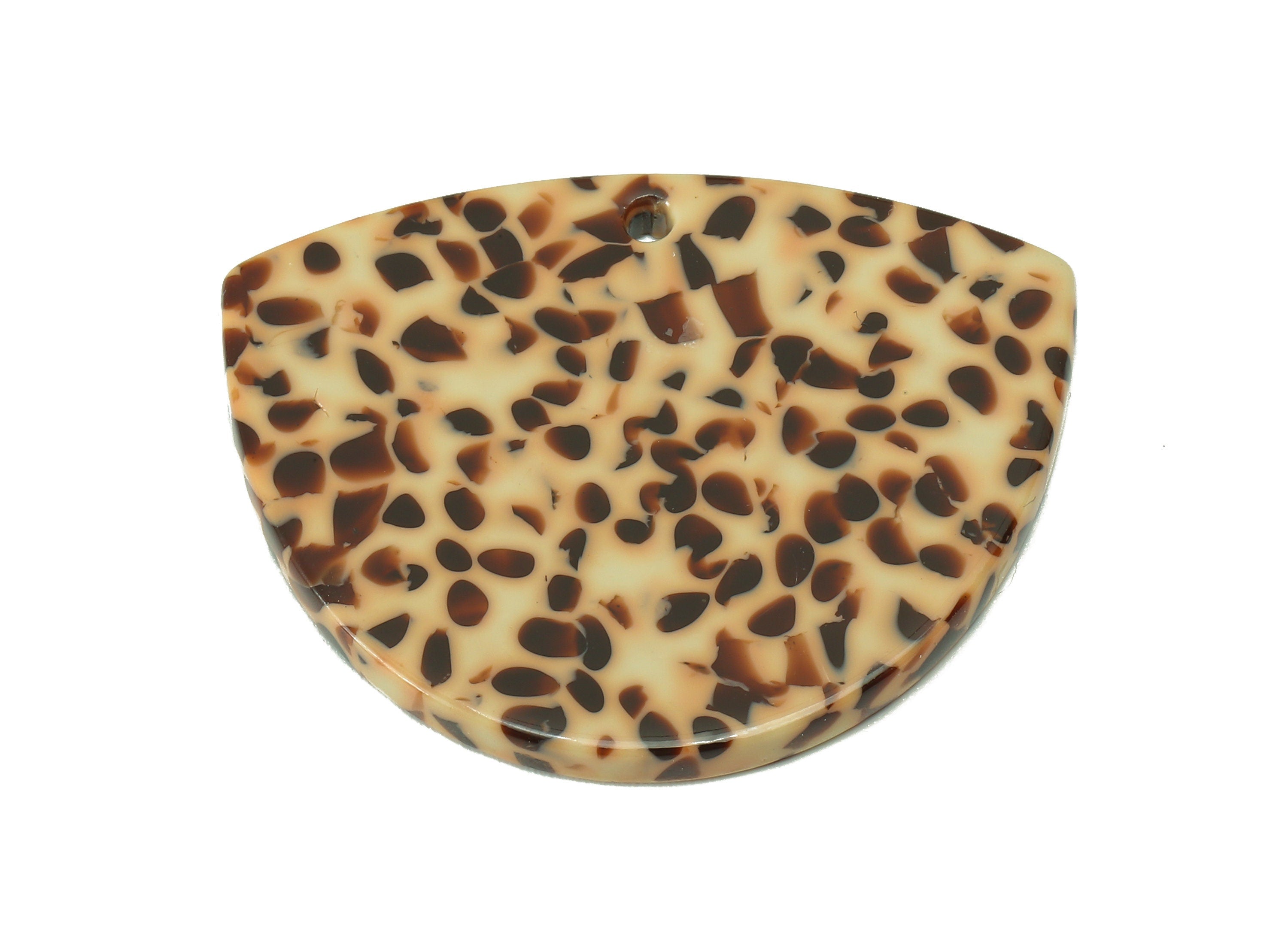 Acetate Geometry Earring Charm - Brown Spots Geometry Earring - Geometry Pendant With Hole - Color Code: A789 - 37.1x30x2.5mm - AC2586-A789 - DOMEDBAZAAR