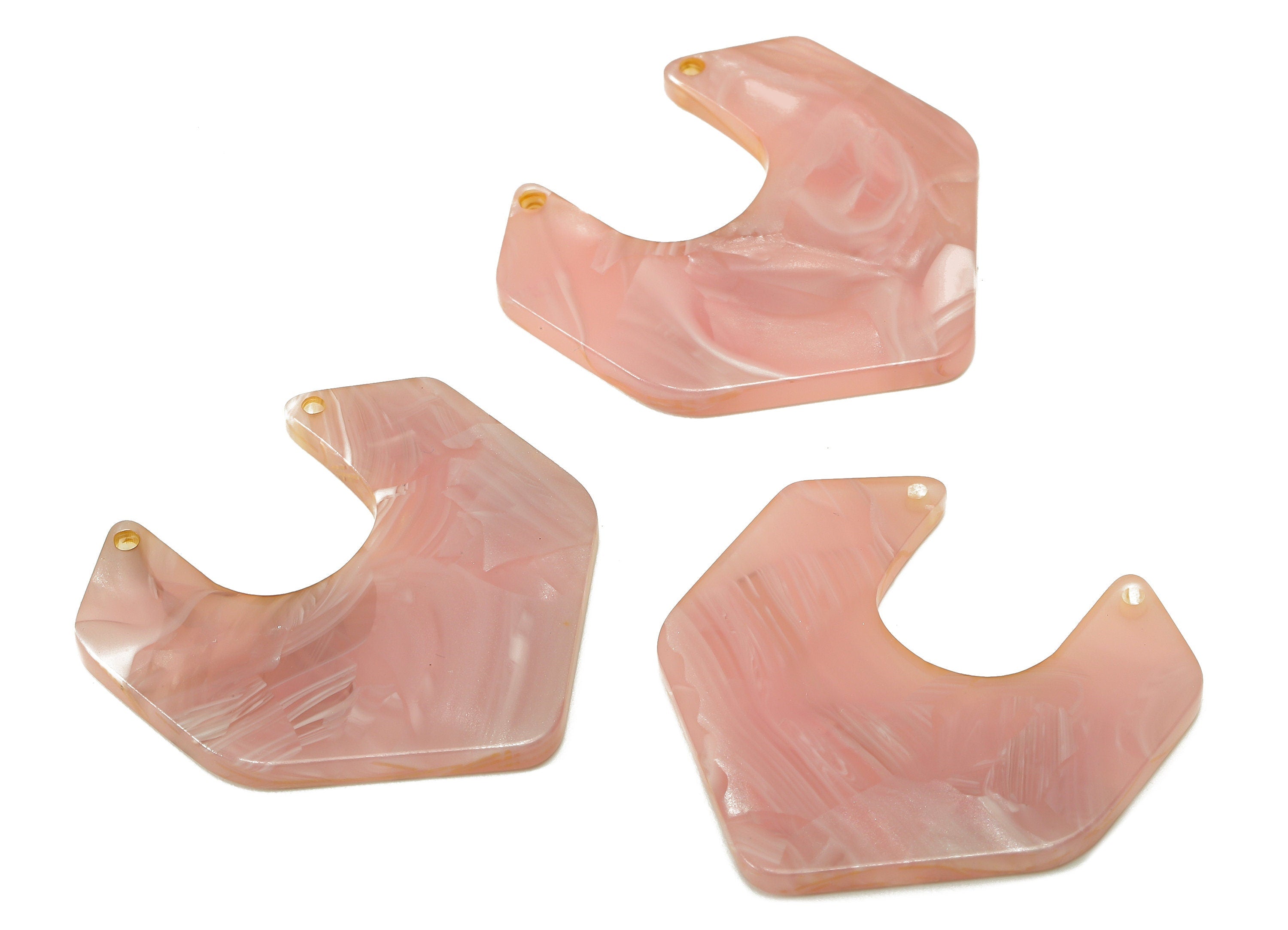 Acrylic Geometry Connector - Pink Irregular Charms - 2 Holes - Geometry Pendant - Color Code: A26 - 30.32x29.38x2.32mm - AC2587-A26 - DOMEDBAZAAR