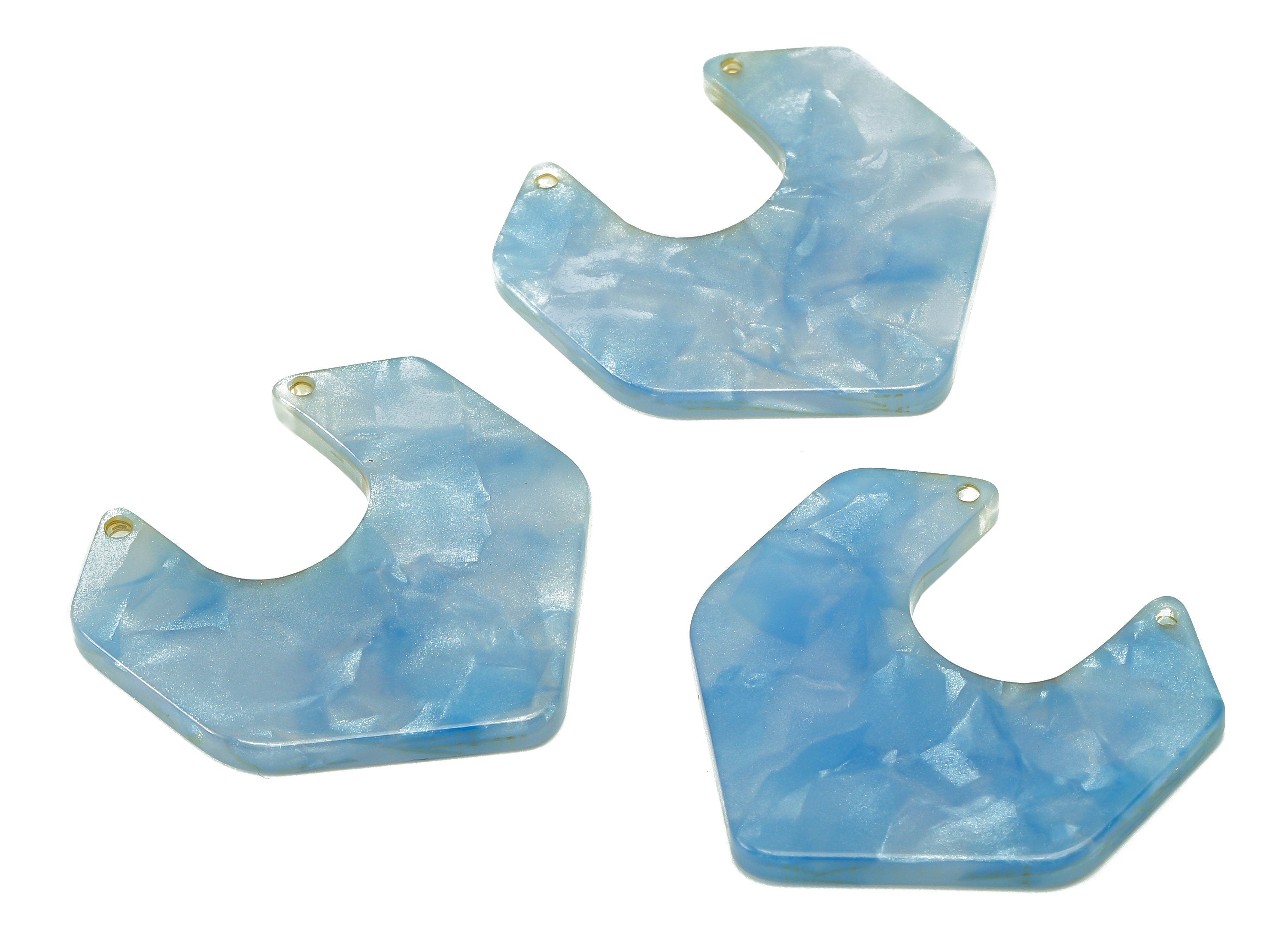 Acrylic Geometry Connector - Blue Irregular Charms - 2 Holes - Geometry Pendant - Color Code: A765 - 30.37x29.44x2.68mm - AC2587-A765 - DOMEDBAZAAR