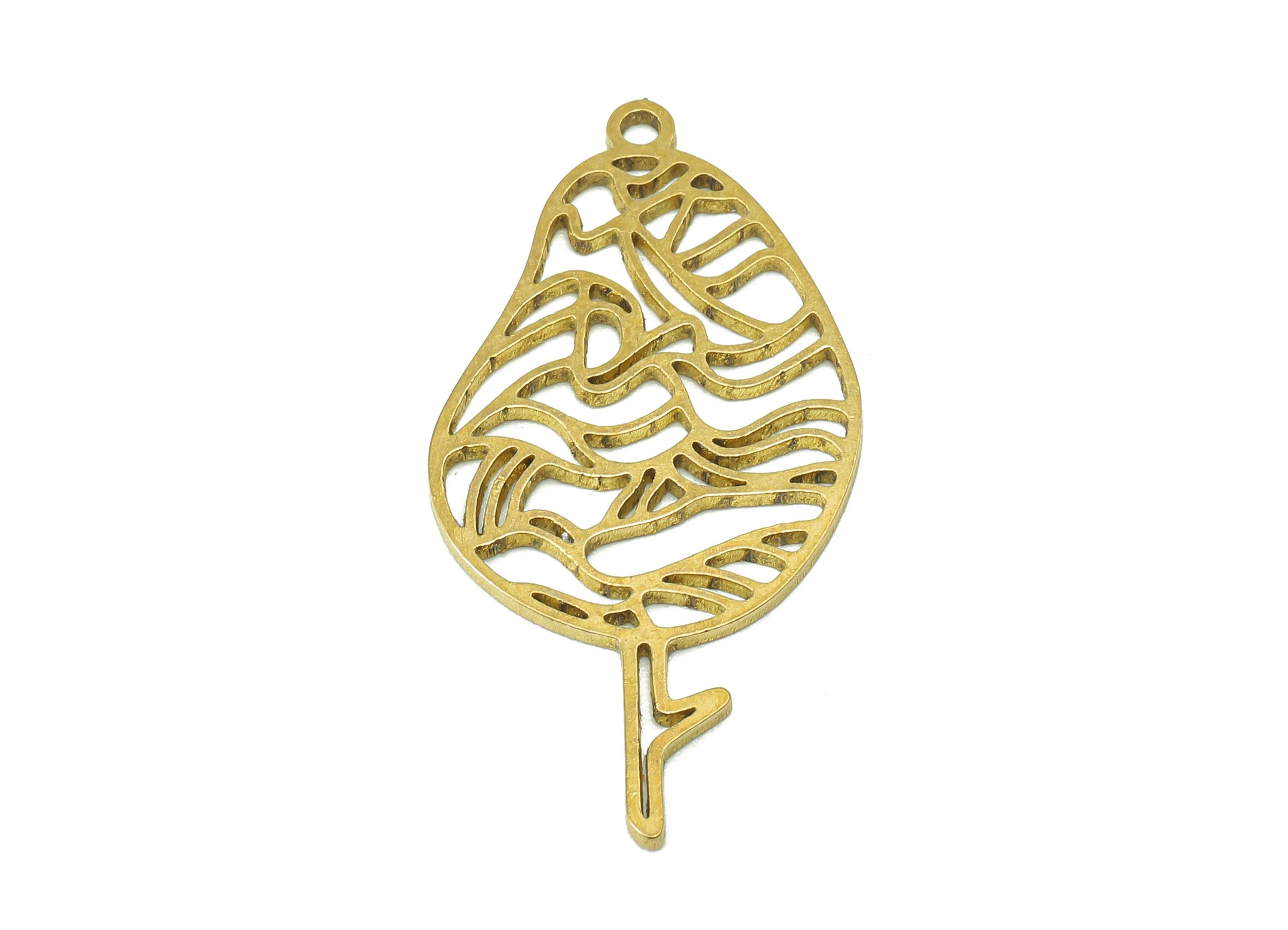 Brass Tree Earring Charm - Raw Brass Tree Earrings - Tree Pendant With Loop - Tree Charms For Necklace - 35.8x17.7x0.9mm - PPA7464 - DOMEDBAZAAR