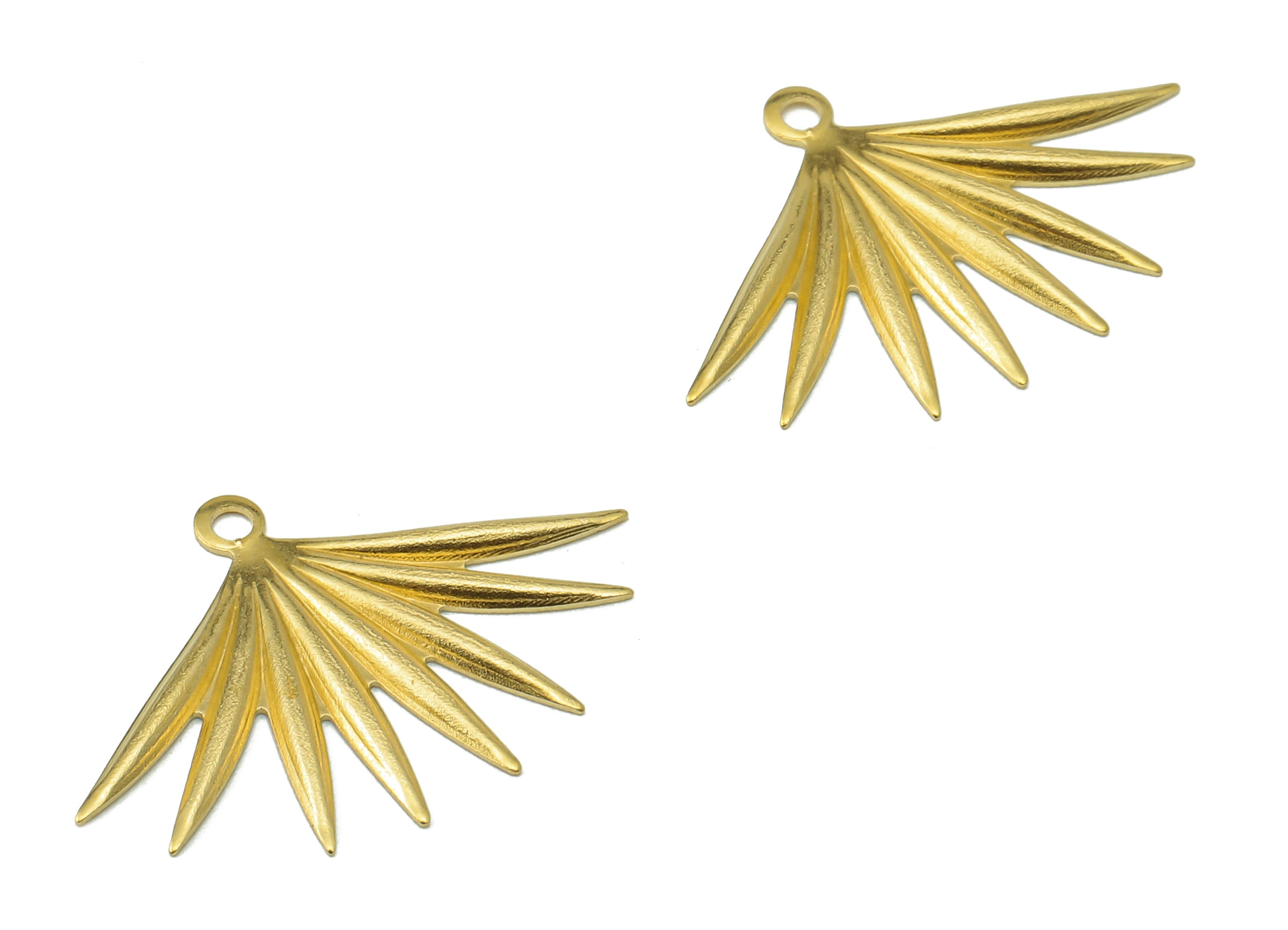 Brass Wing Earring Charms - Raw Brass Wing Pendant - Wing Charm With Loop - For Necklace - 24.48x16.7x0.91mm - PP8192 - DOMEDBAZAAR