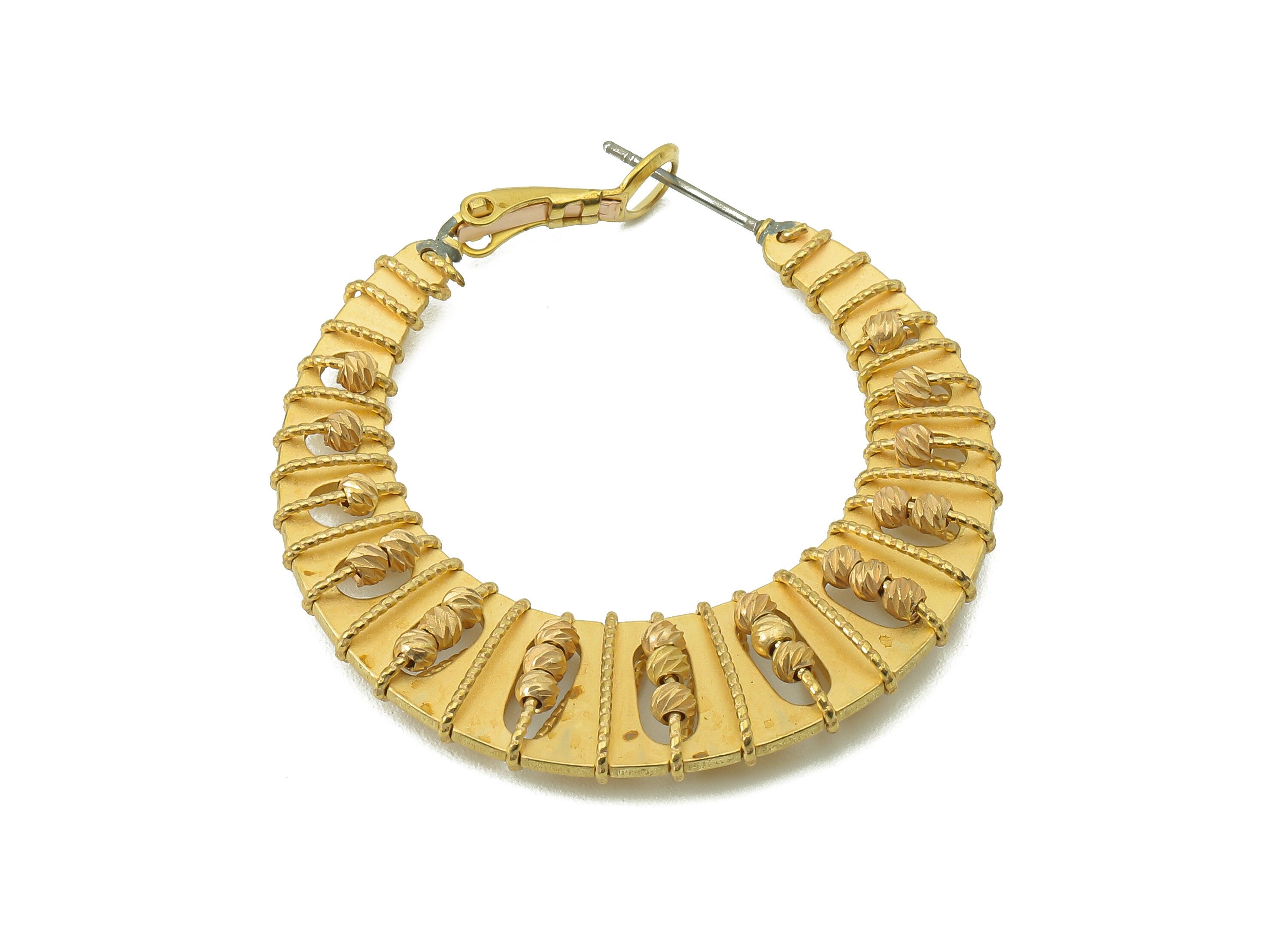 Brass Round Earring Clasp - Raw Brass Beaded Earring Hoop - Beads Hoop Clasp - Hollow Circle Earring - Steel Stud - 42.3x41x3.96mm - PP8213 - DOMEDBAZAAR