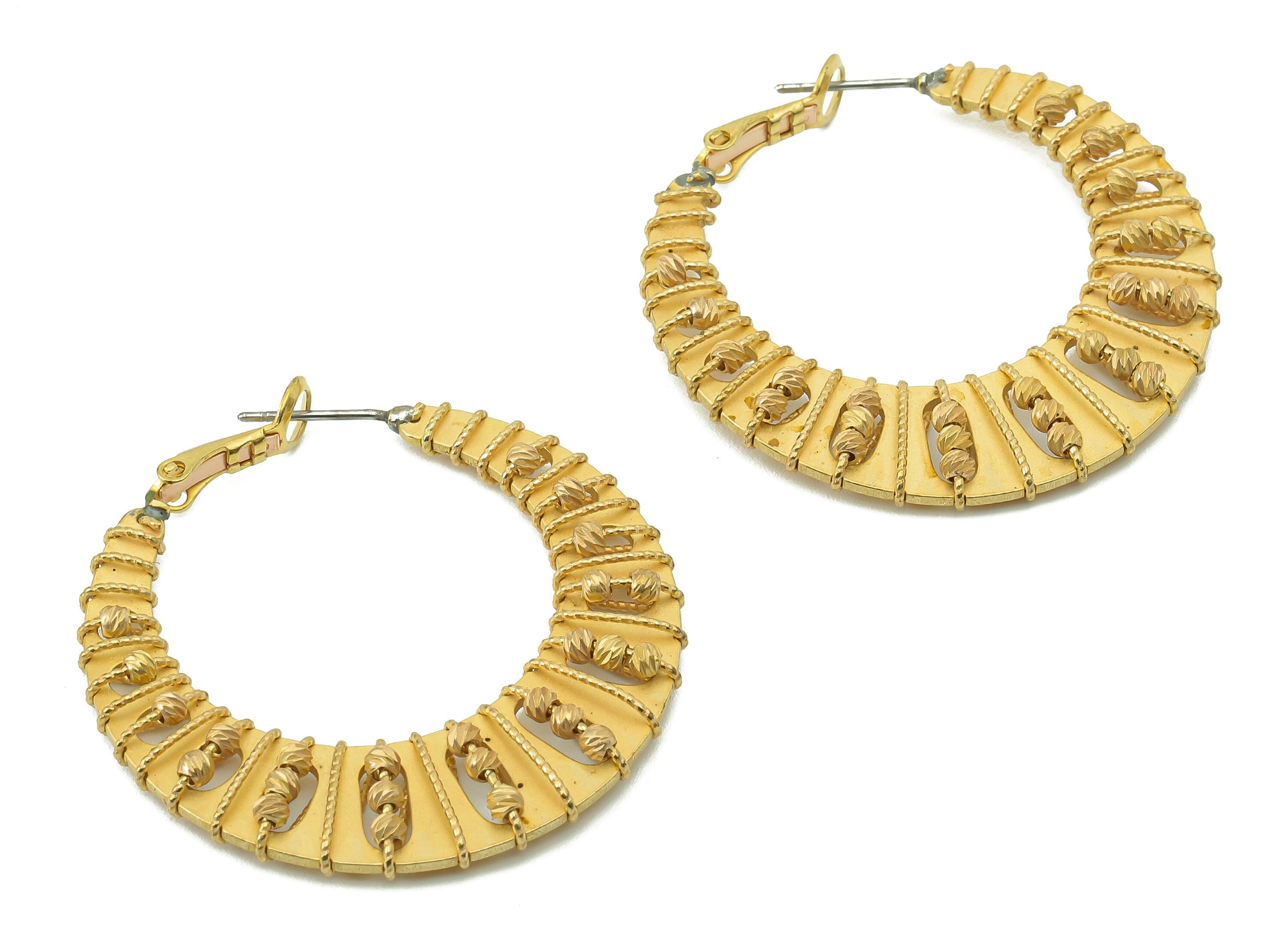Brass Round Earring Clasp - Raw Brass Beaded Earring Hoop - Beads Hoop Clasp - Hollow Circle Earring - Steel Stud - 42.3x41x3.96mm - PP8213 - DOMEDBAZAAR