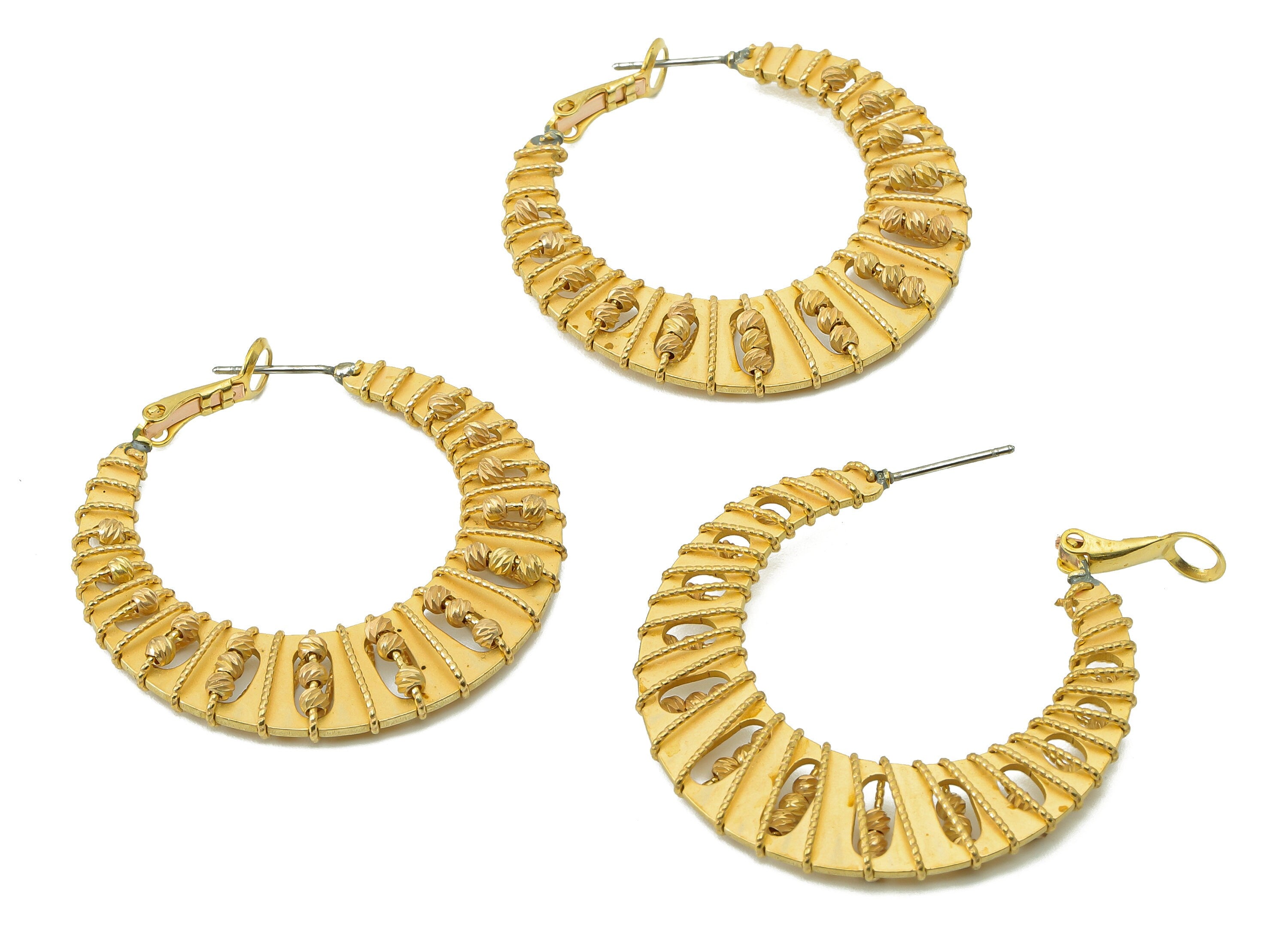 Brass Round Earring Clasp - Raw Brass Beaded Earring Hoop - Beads Hoop Clasp - Hollow Circle Earring - Steel Stud - 42.3x41x3.96mm - PP8213 - DOMEDBAZAAR