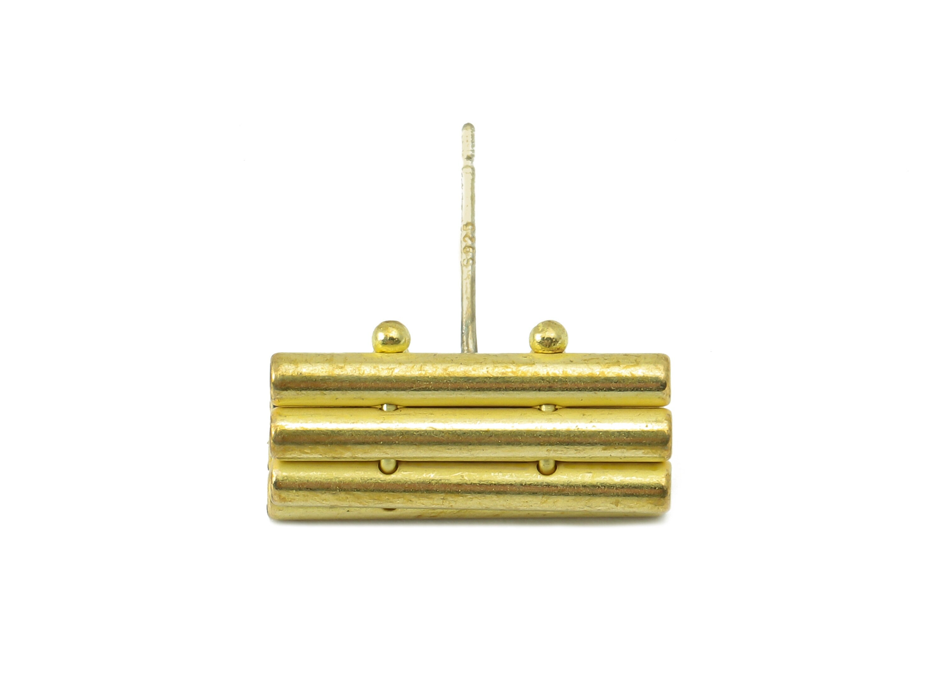Brass Poly Cylinder Stud Earring - Raw Brass Cylinder Earring Post - Beads Earring Stud - 316 Stainless Steel - 19.14x18.27x2.38mm - PP8214 - DOMEDBAZAAR