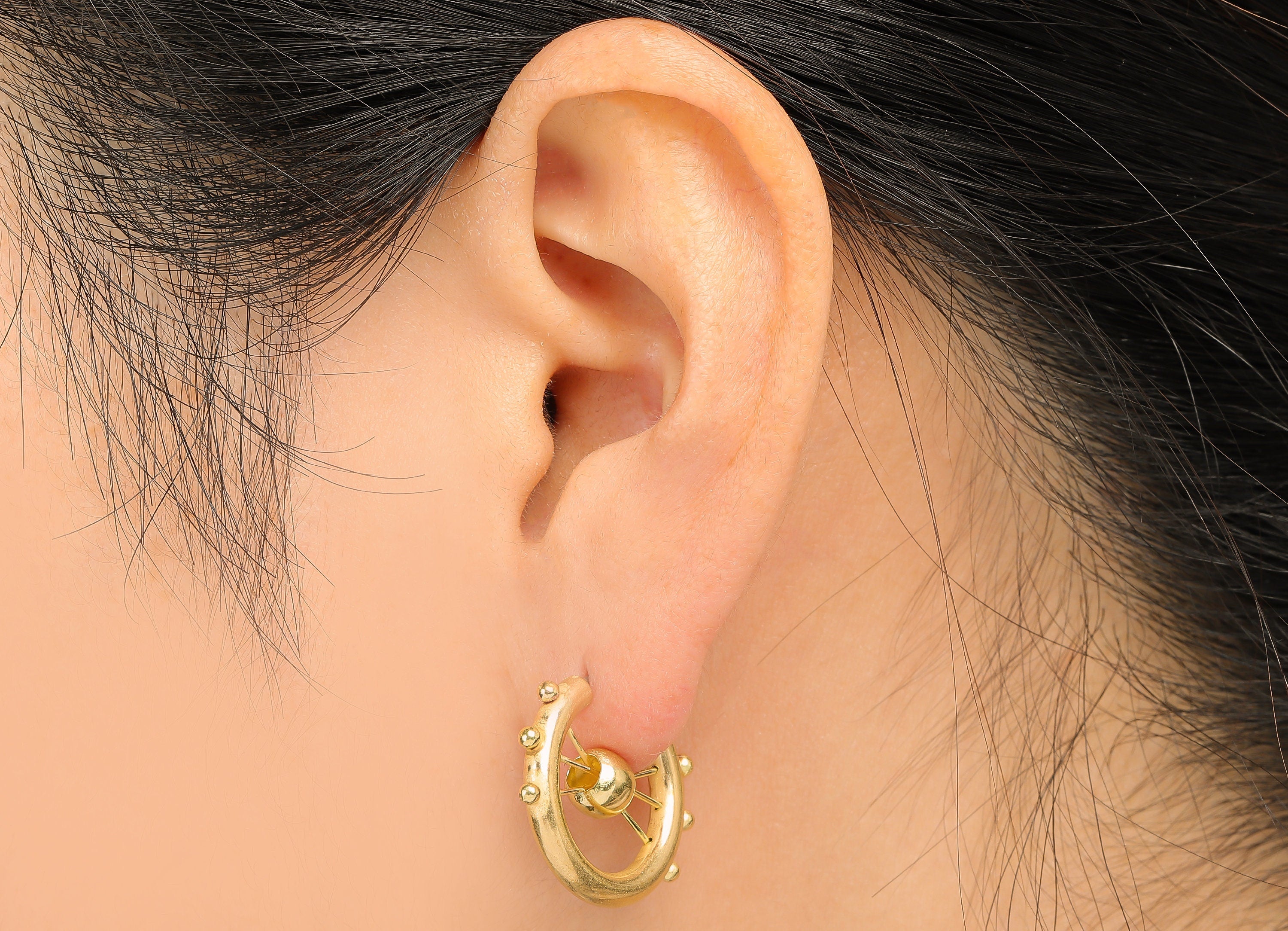 Brass Rudder Round Stud Earrings - Raw Brass Rudder Earring Post - Beads Earring Stud - Steel Stud - 23.57x23.34x2.92mm - PP8216 - DOMEDBAZAAR