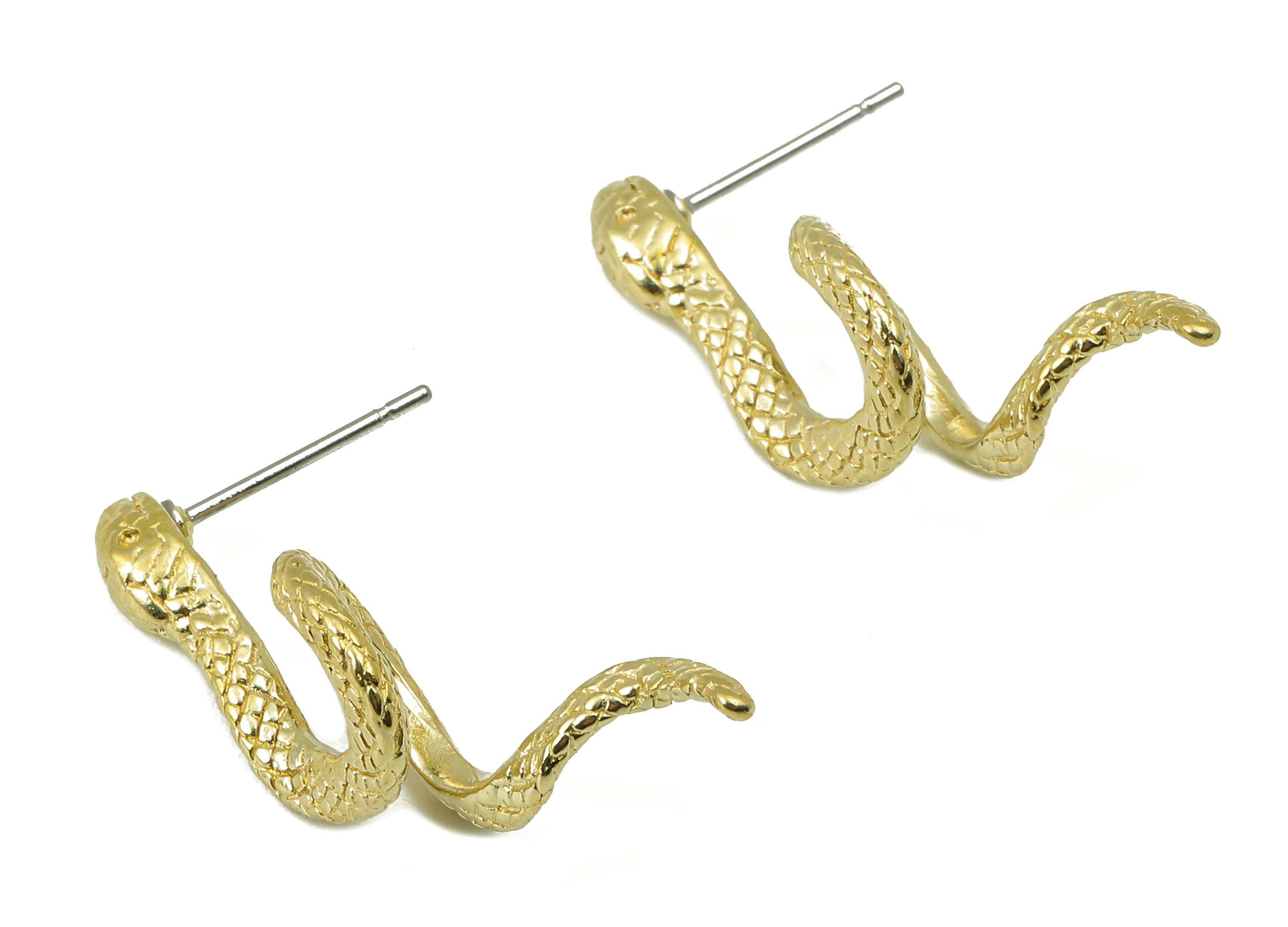 Brass Snake Stud Earring - Raw Brass Snake Earring Post - Snake Earring Stud - Steel Stud - 31.08x10.05x2.54mm - PP8222 - DOMEDBAZAAR