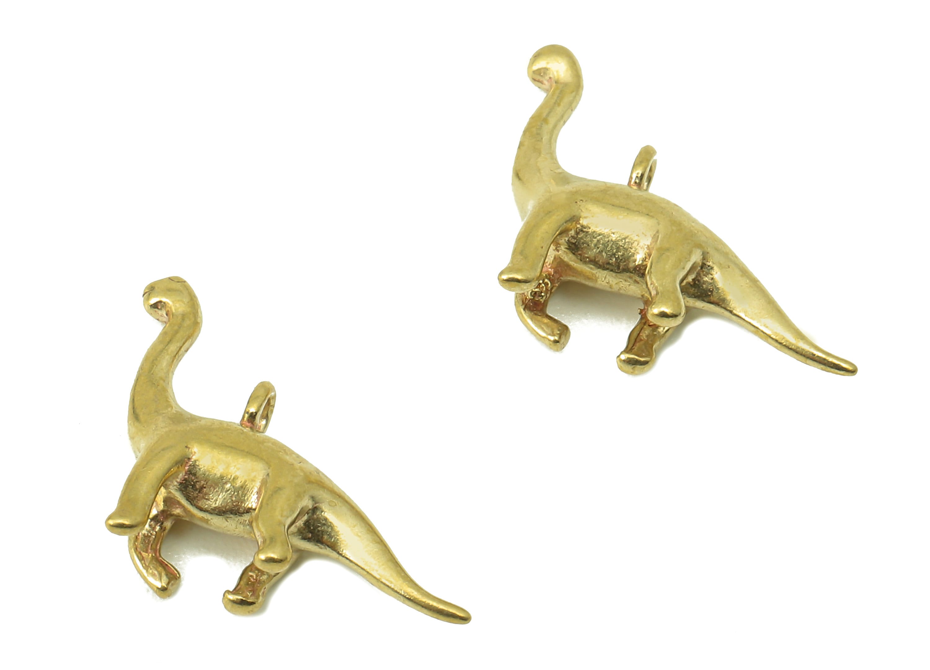 Brass Brontosaurus Earring Charms - Raw Brass Dinosaur Pendant With Loop - Dinosaur Charms - For Necklace - 18.83x11.57x4.57mm - PP8240 - DOMEDBAZAAR