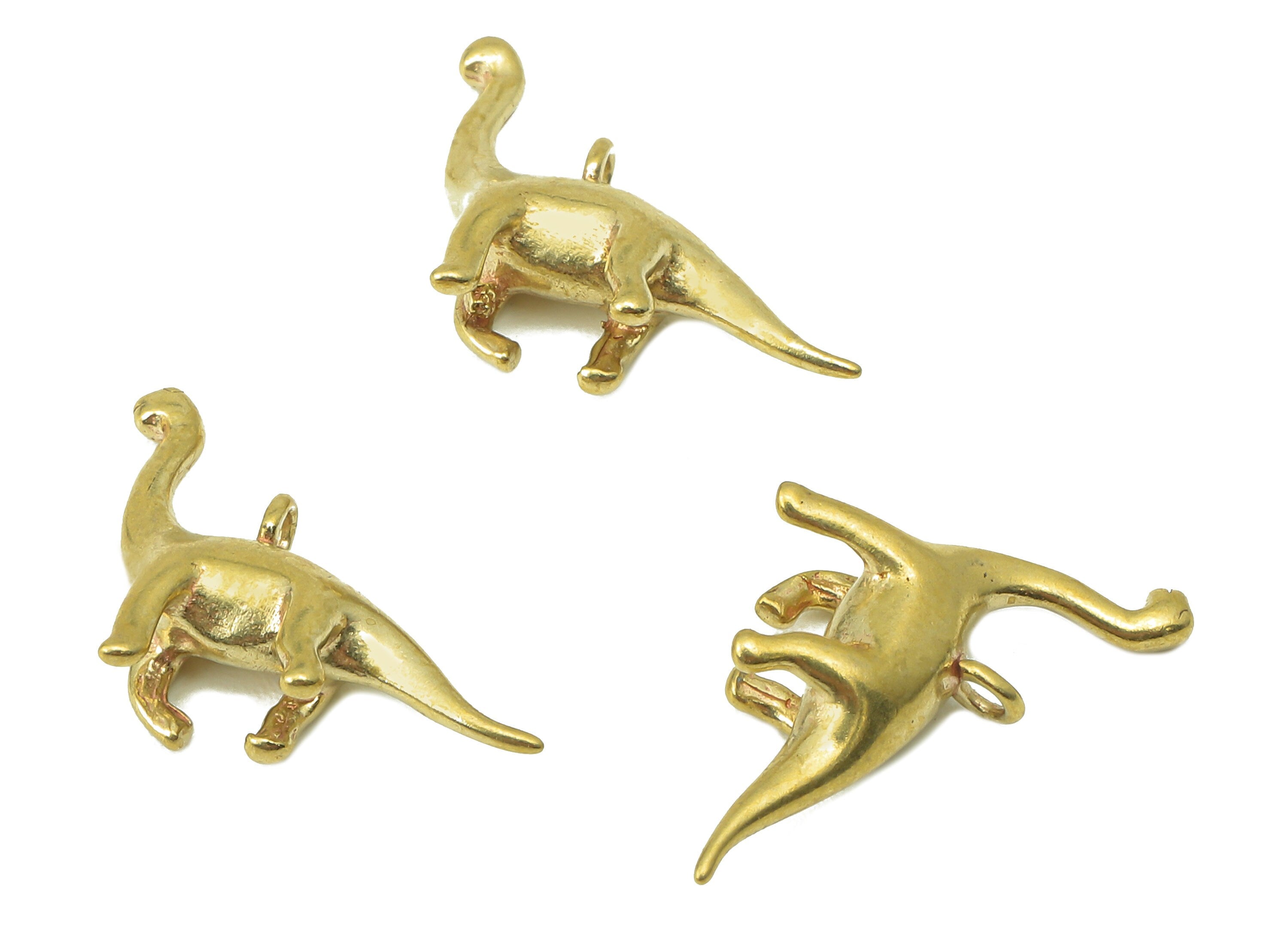 Brass Brontosaurus Earring Charms - Raw Brass Dinosaur Pendant With Loop - Dinosaur Charms - For Necklace - 18.83x11.57x4.57mm - PP8240 - DOMEDBAZAAR