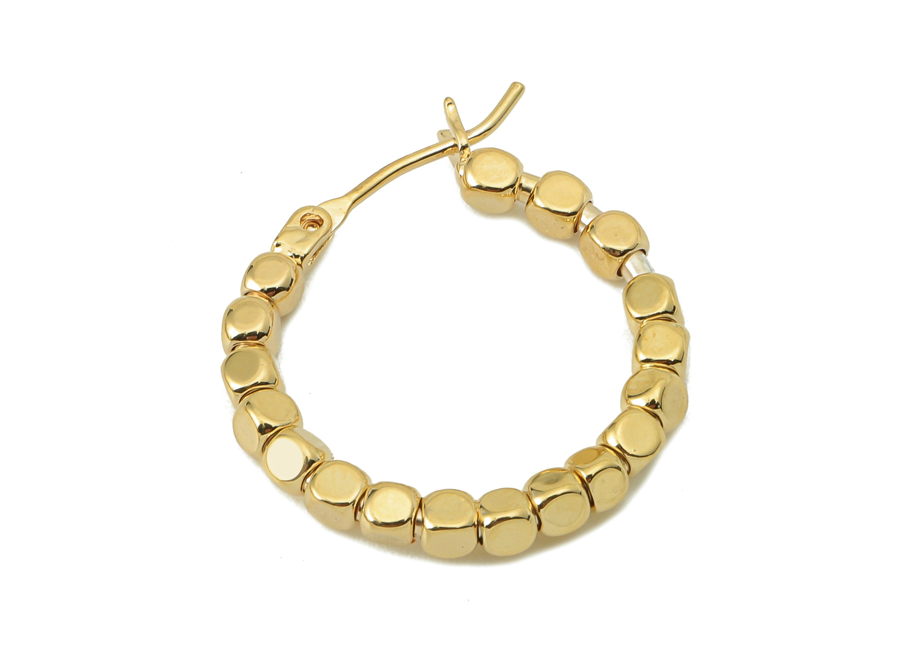 Brass Cube Hoop Earring Clasp - Brass Cube Beaded Earring Hoop - Circle Hoop Clasp Earring -18K Real Gold Plating-29.24x25.62x2.51mm-RGP5859 - DOMEDBAZAAR