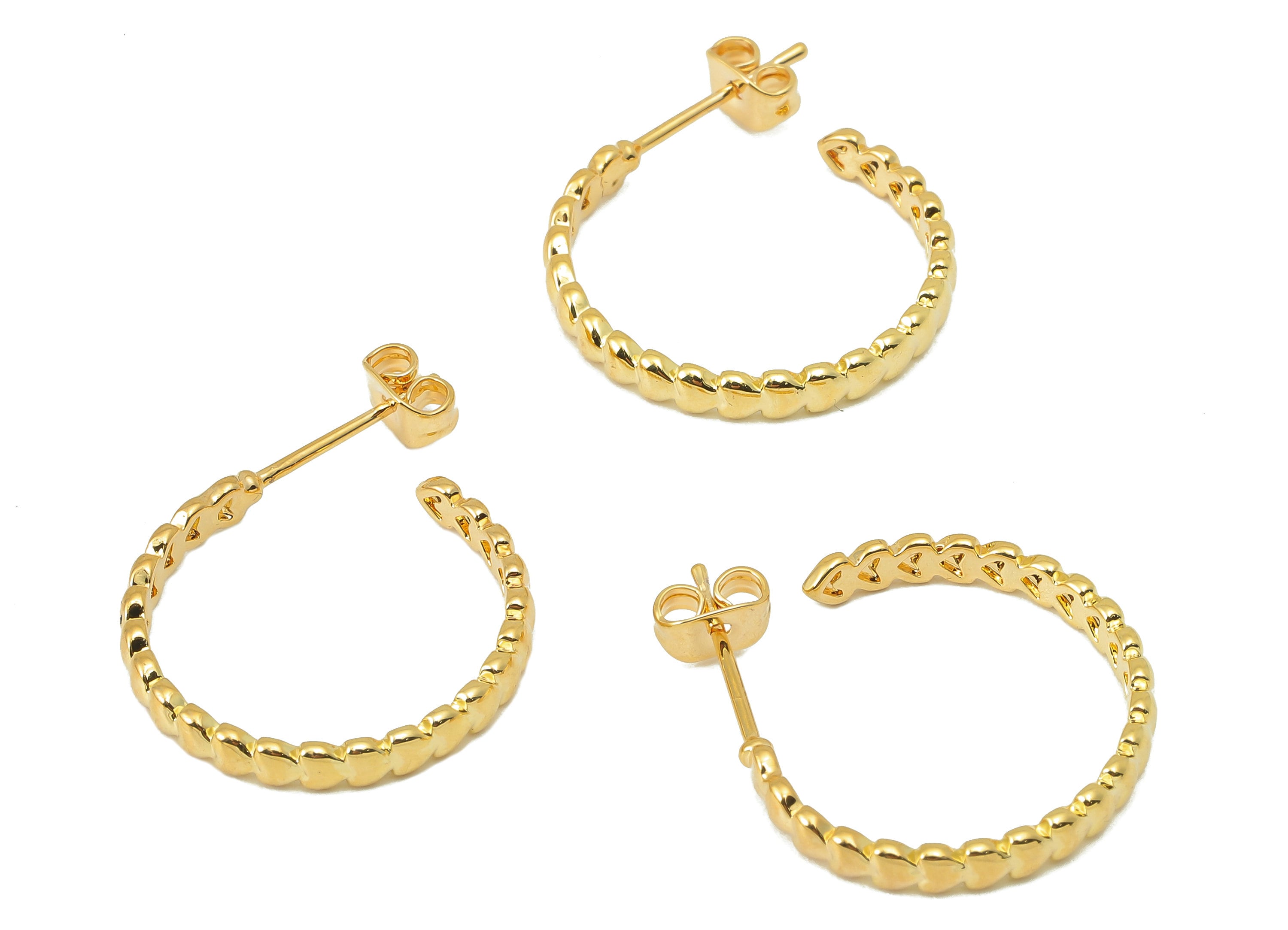 Brass Heart Hoop Earring Clasp - Brass Mini Heart Earring Hoop - Circle Hoop Clasp Earring - 18K Real Gold Plating-23.4x21.62x3.02mm-RGP5862 - DOMEDBAZAAR