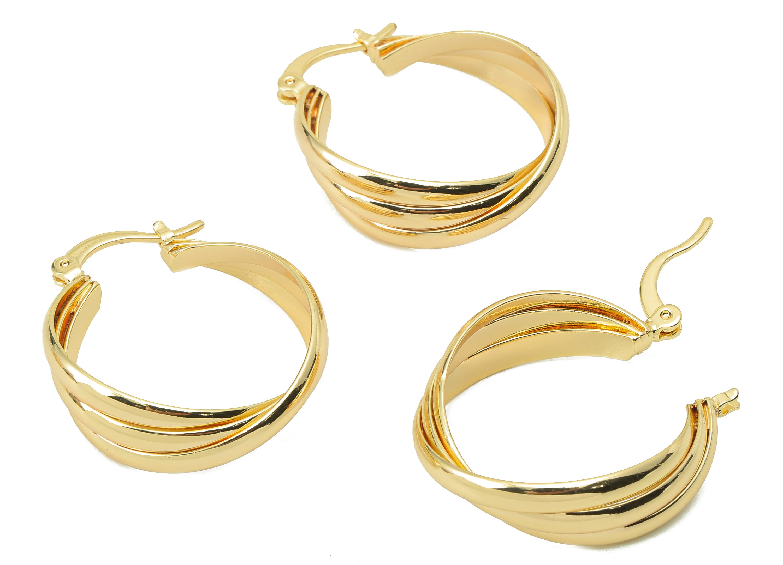 Brass Knot Earrings Hoop - Brass Clasp Hoop Earrings- Gold Twisted Earrings Hoop- 18K Real Gold Plating-30.32x 25.46x 1.91mm-RGP5870 - DOMEDBAZAAR