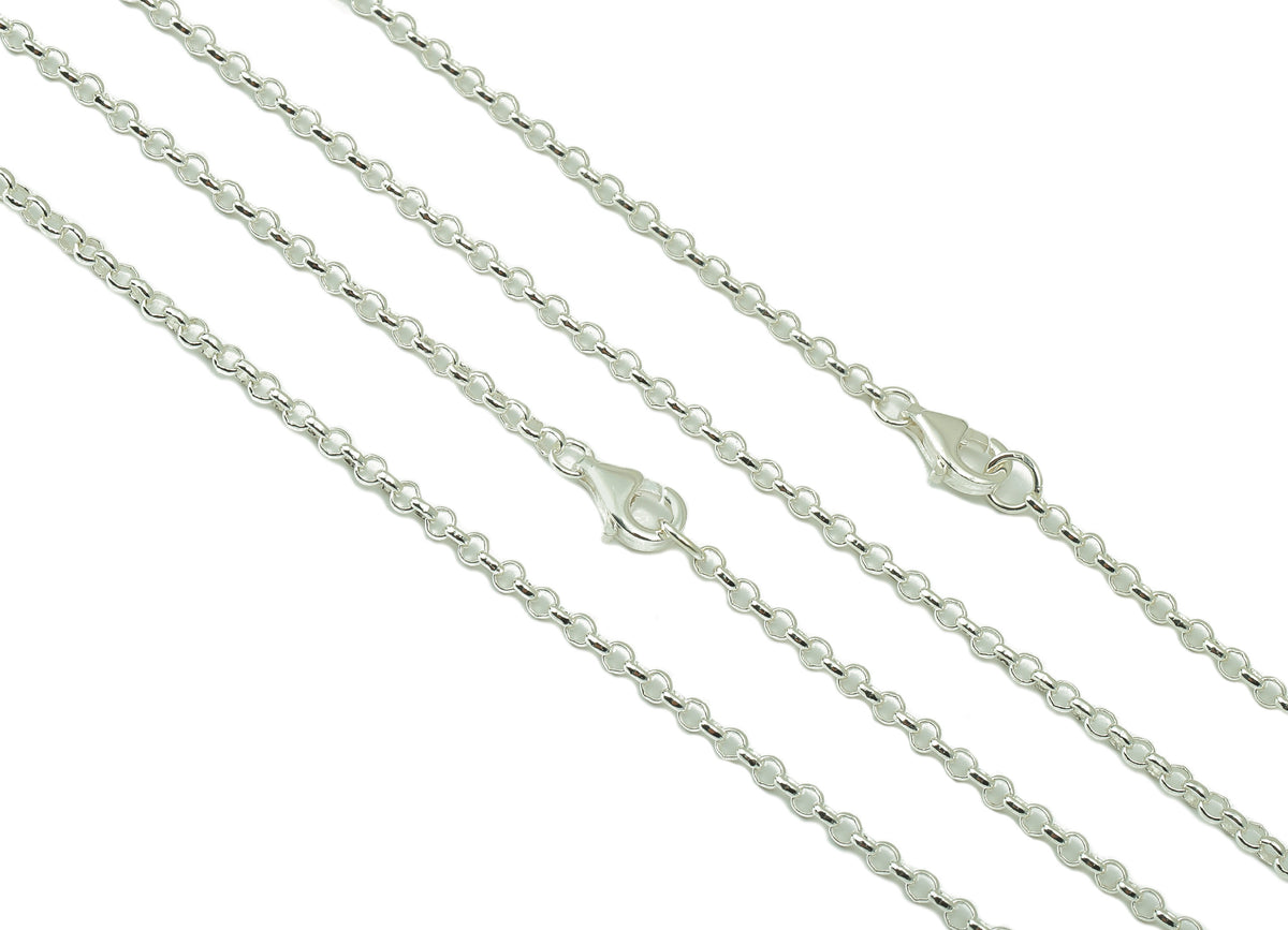 Silver Rolo Chain - 2mm Rolo Chain - 13.2 Finished Rolo Chain - 925 Si