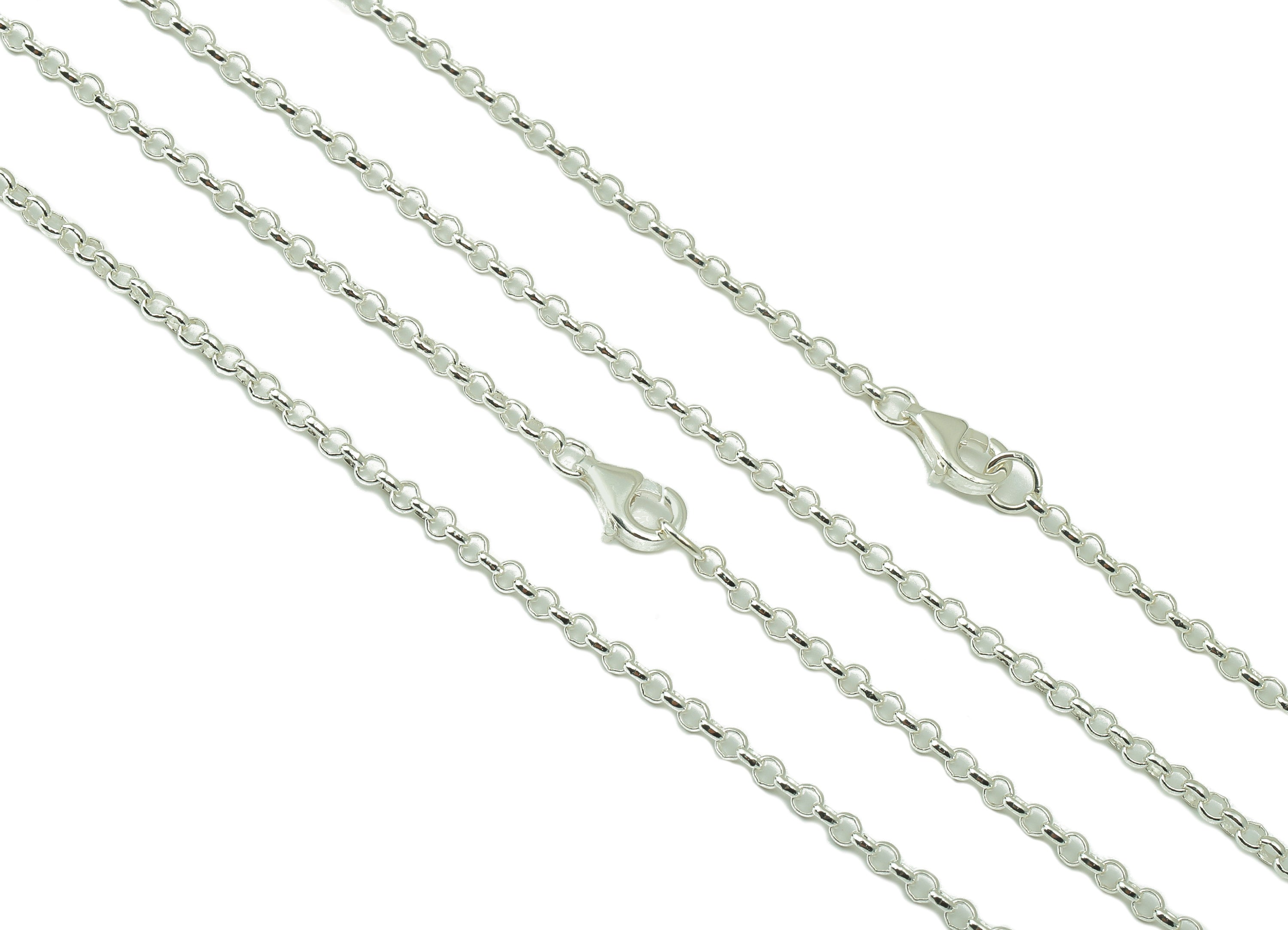 Silver Rolo Chain - 2mm Rolo Chain - 13.2 Finished Rolo Chain - 925 Silver Rolo Chain - 3g Silver - 2.09x 2.09x 1.24mm-SI1018-2 - DOMEDBAZAAR