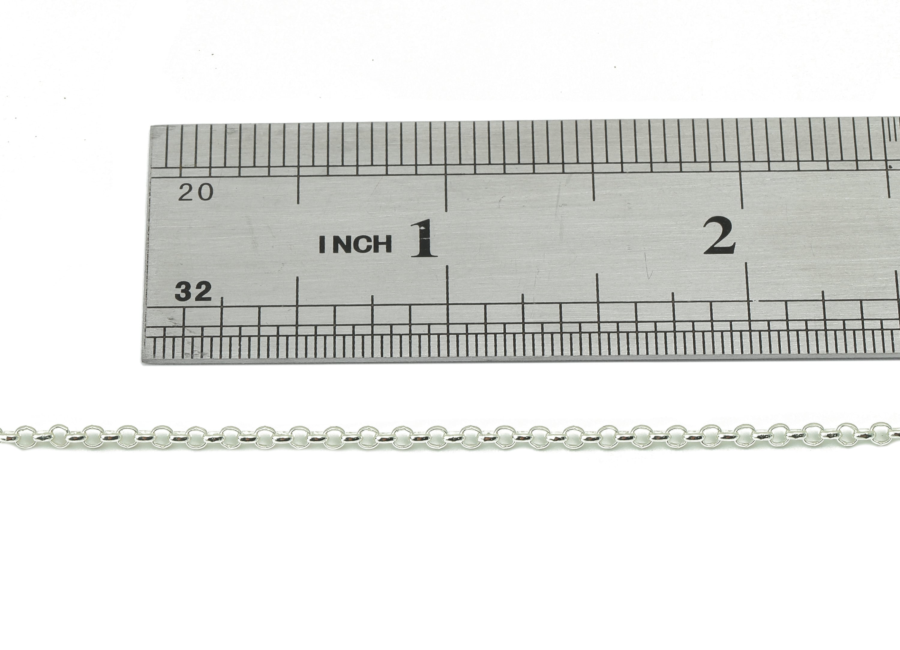 Silver Rolo Chain - 2mm Rolo Chain - 13.2 Finished Rolo Chain - 925 Silver Rolo Chain - 3g Silver - 2.09x 2.09x 1.24mm-SI1018-2 - DOMEDBAZAAR