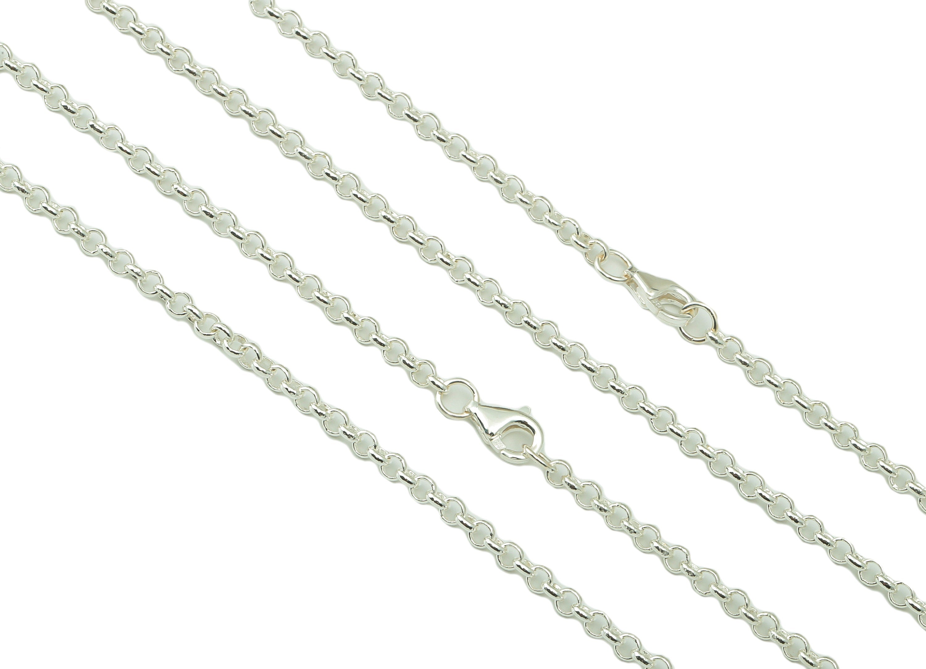 Silver Rolo Chain - 2.5mm Rolo Chain - 13.2 Finished Rolo Chain - 925 Silver Rolo Chain - 5.3gSilver- 2.52x 2.52 x 1.76mm-SI1018-2.5 - DOMEDBAZAAR