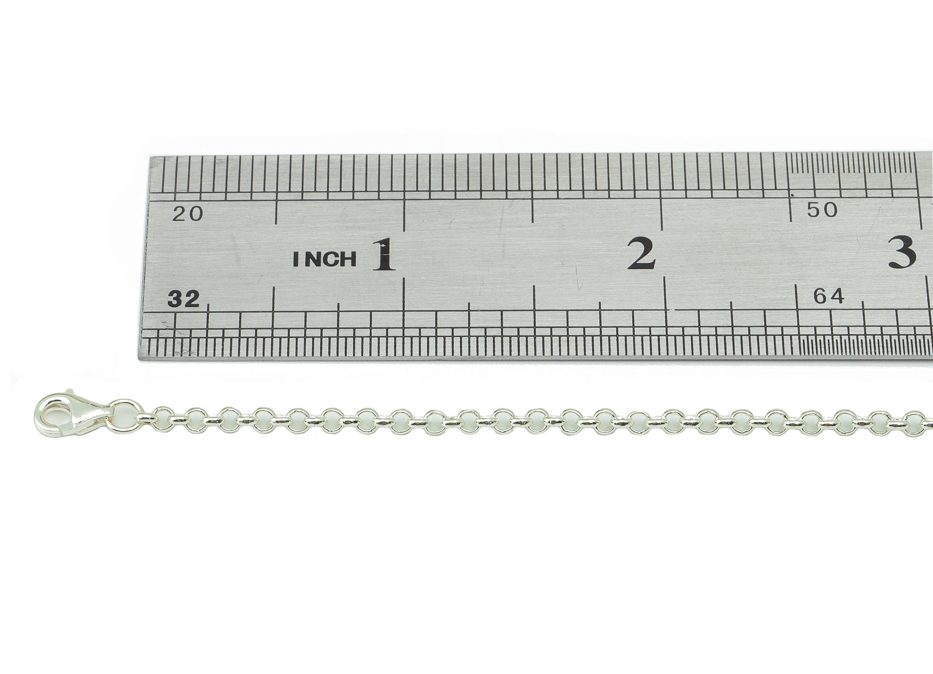 Silver Rolo Chain - 2.5mm Rolo Chain - 13.2 Finished Rolo Chain - 925 Silver Rolo Chain - 5.3gSilver- 2.52x 2.52 x 1.76mm-SI1018-2.5 - DOMEDBAZAAR