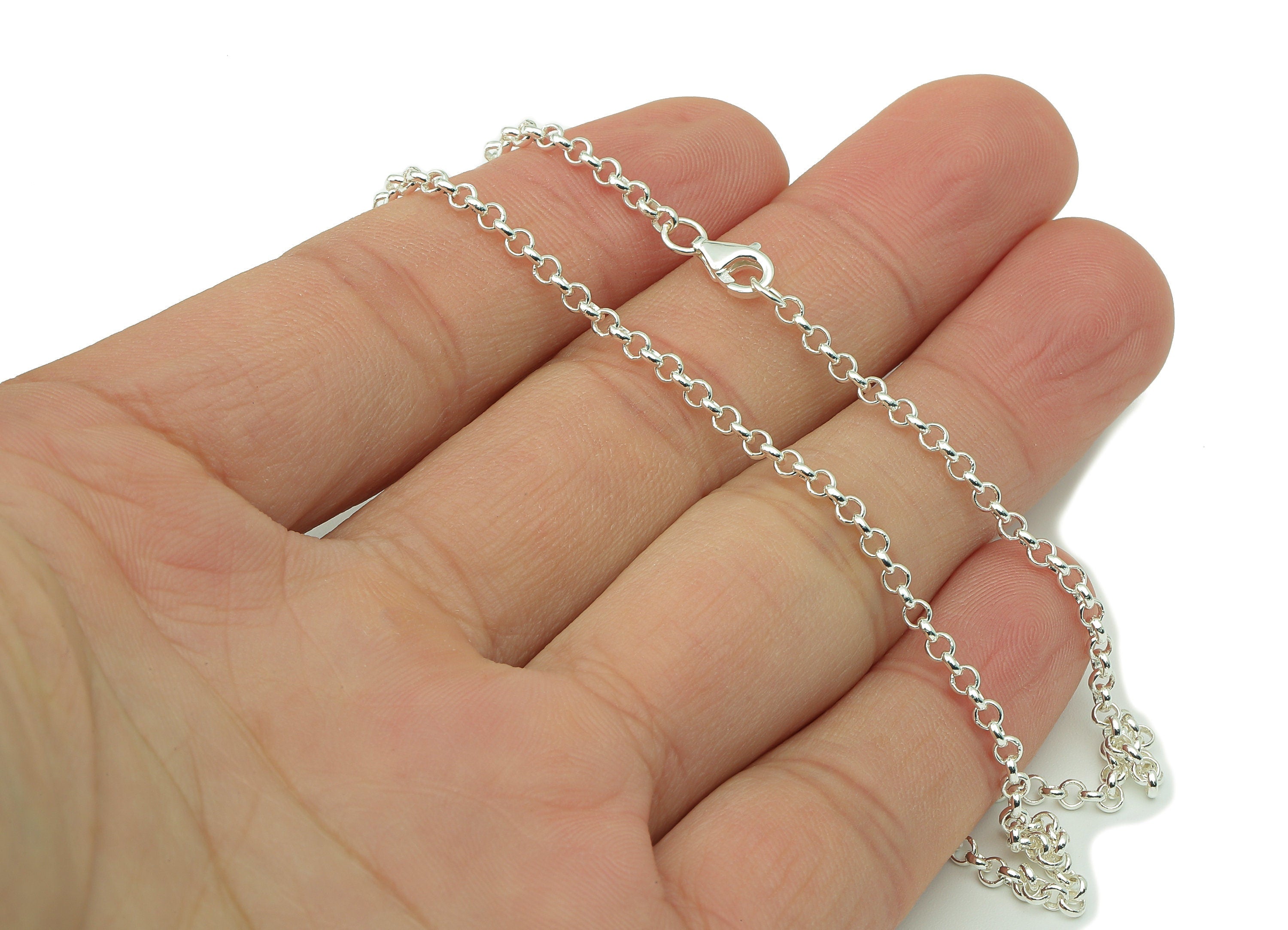 Silver Rolo Chain - 2.5mm Rolo Chain - 13.2 Finished Rolo Chain - 925 Silver Rolo Chain - 5.3gSilver- 2.52x 2.52 x 1.76mm-SI1018-2.5 - DOMEDBAZAAR