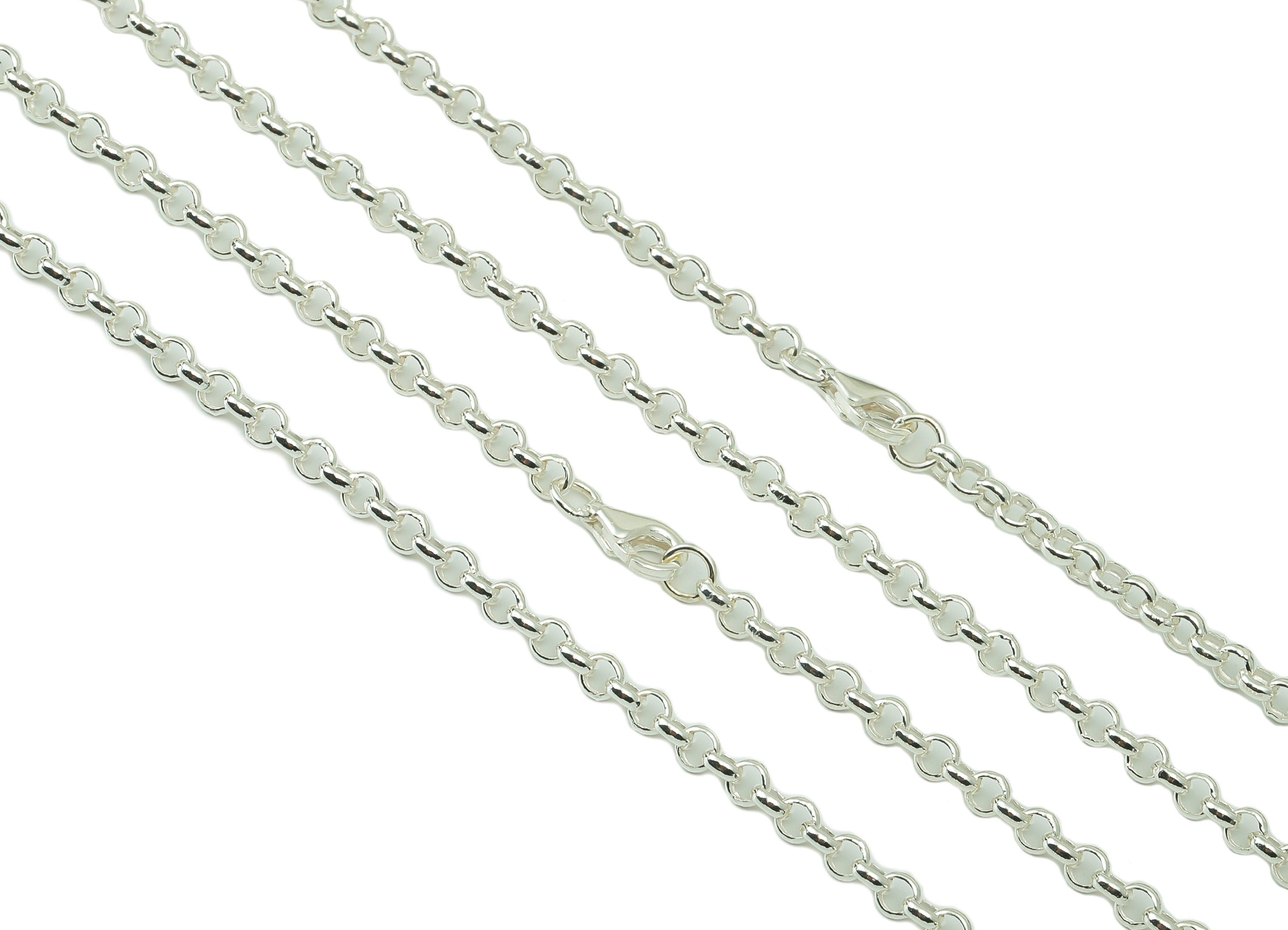 Silver Rolo Chain - 3mm Rolo Chain - 17.3 Finished Rolo Chain - 925 Silver Rolo Chain - 5.5g Silver- 2.97x 2.97x 2.15mm-SI1018-3 - DOMEDBAZAAR