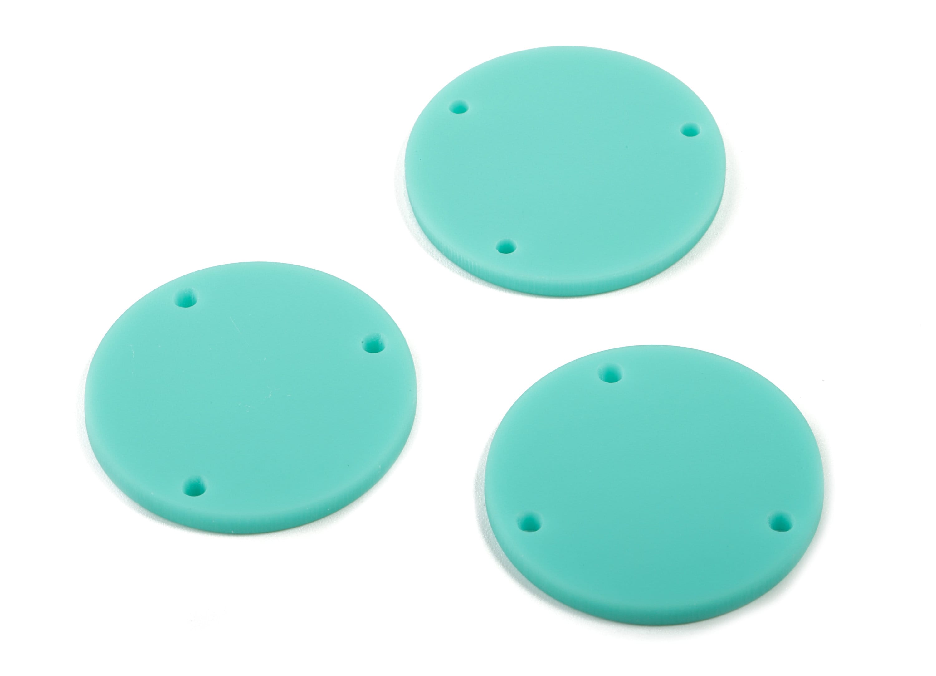 Acrylic Round Earring Connector - Matte Circle Earring Charms - Jewelry Supplies - 3 Holes - Color Code:A472 - 25.77x25.77x2.29mm - AC1887E - DOMEDBAZAAR